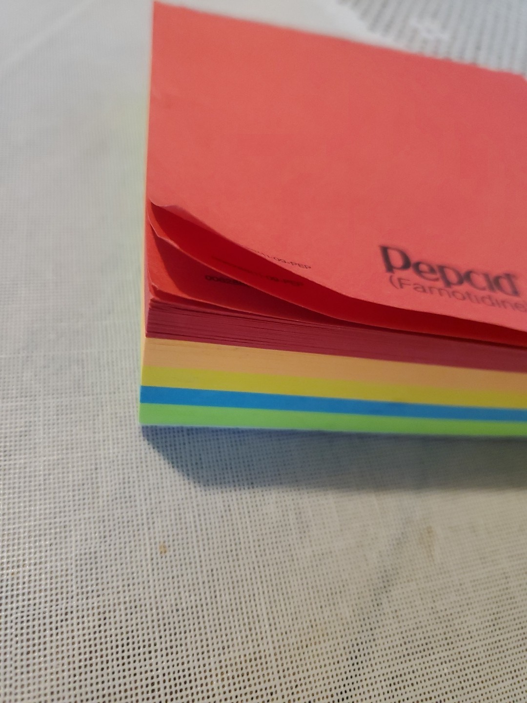 VTG Pepcid E-See Tac Note Pad Multi Color Rainbow Edge Drug Rep Swag Merck Block