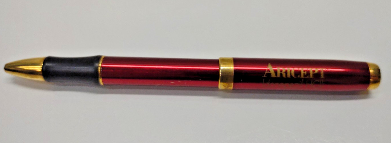 Aricept Donepezil HCL Pharmacutical Promotional Pen Red and Gold