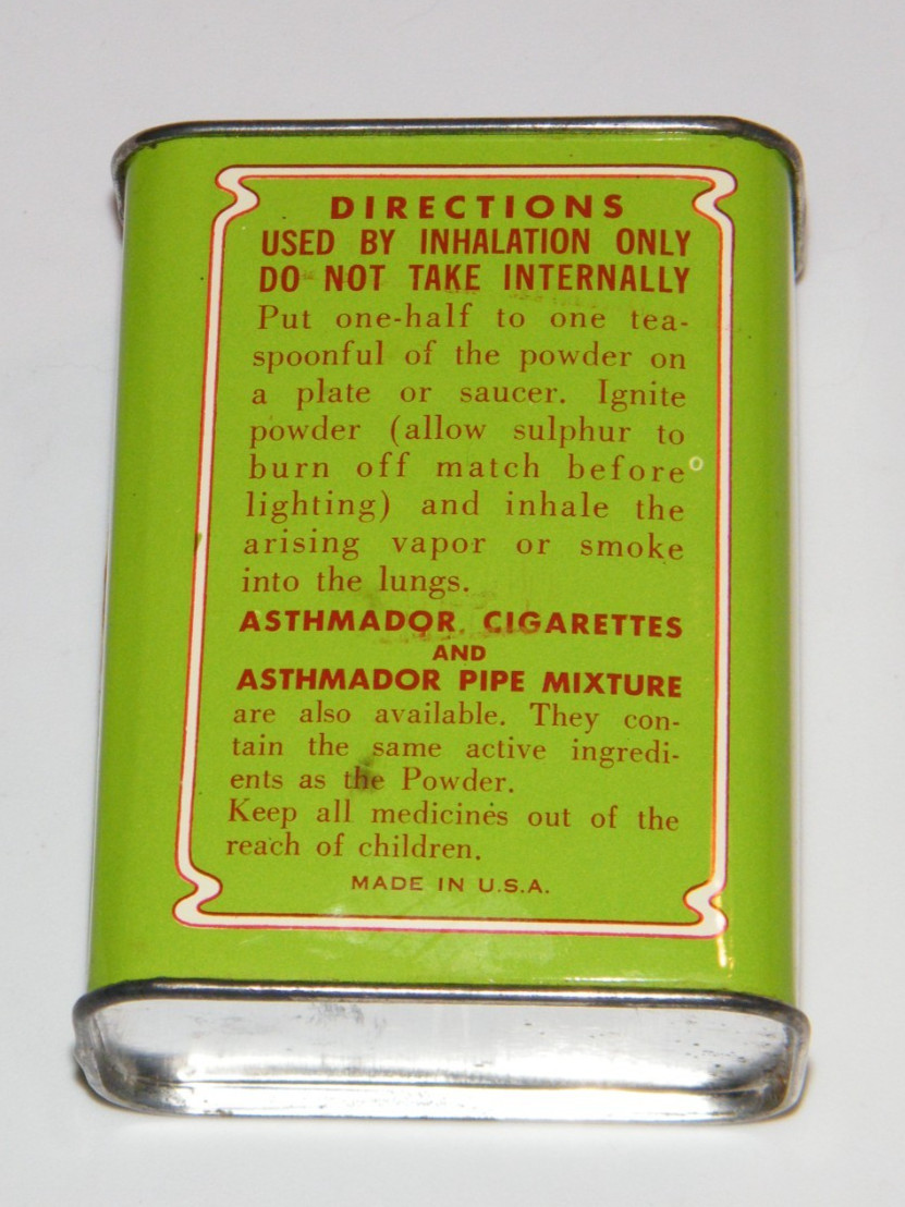 Rare Vintage Schiffmann’s ASTHMADOR 6 Oz Tin Can + Contents ASTHMA Medicine NICE