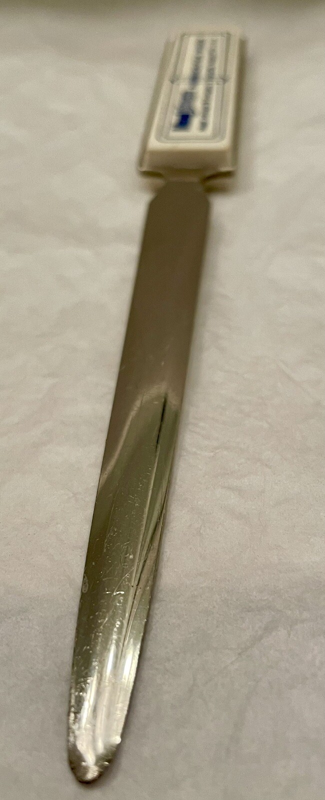 VTG 1980’s MEAD JOHNSON QUIBRON-T SR 7″ METAL LETTER OPENER PHARMA REP LOGO