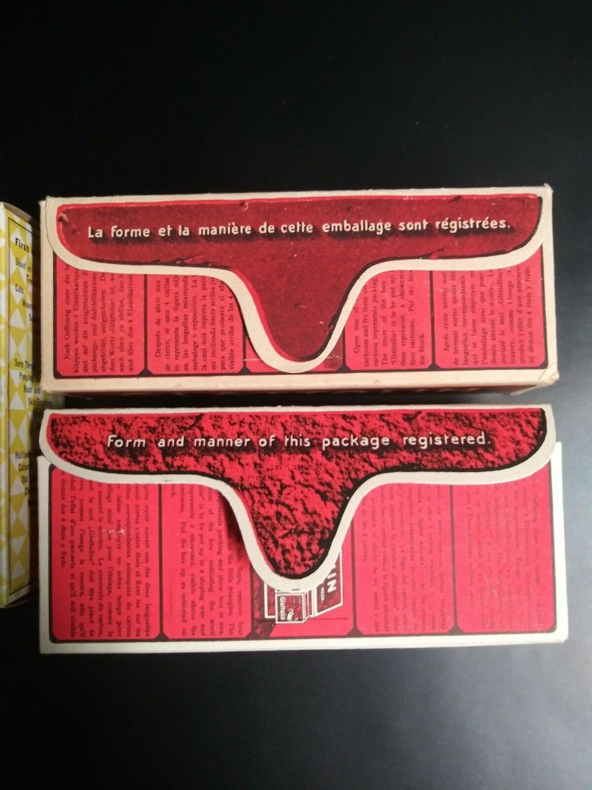 Vintage GLATTOLIN & Heal-Aseptic Antiseptic Empty First Aid Boxes 1940’s (Qty 4)
