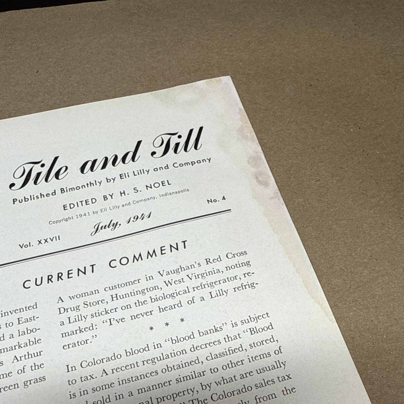 Tile And Till Magazine Eli Lilly And Company July 1941 – Indianapolis Indiana