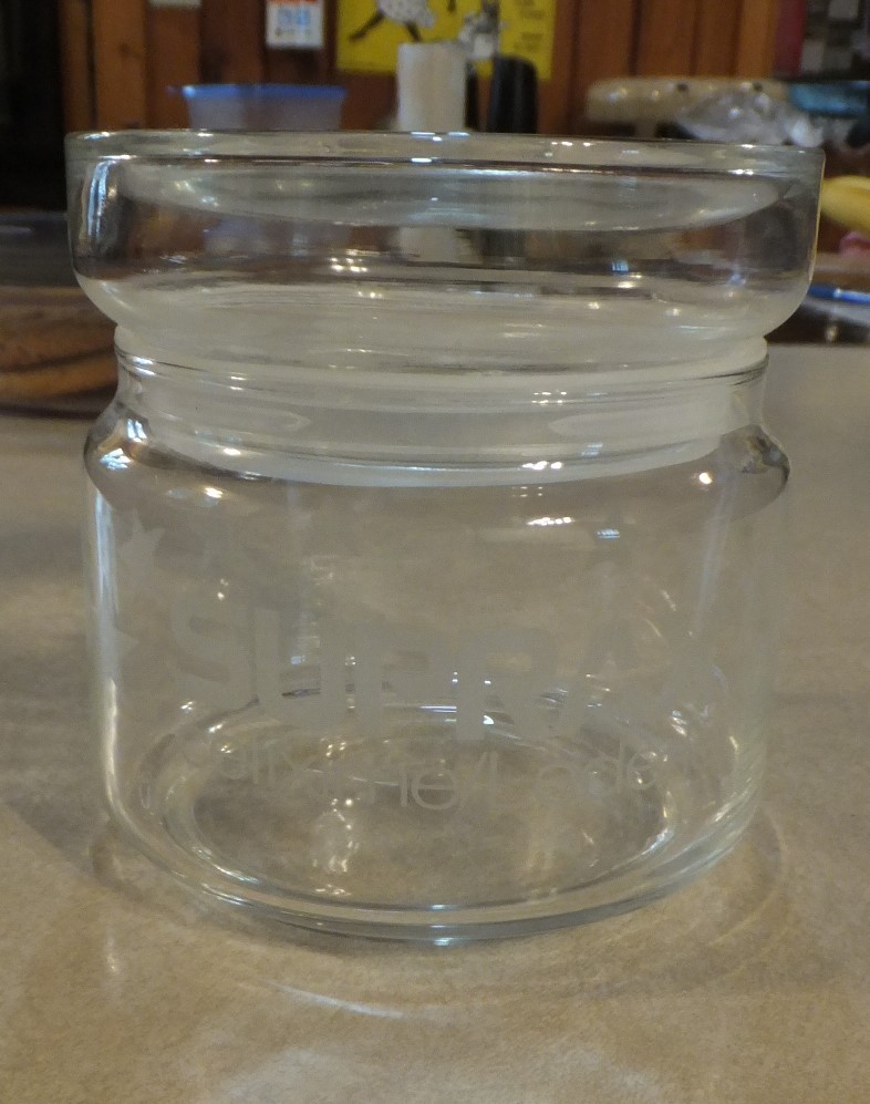 VINTAGE SUPRAX GLASS JAR WITH LID PHARMACEUTICAL DRUG REP COLLECTIBLES