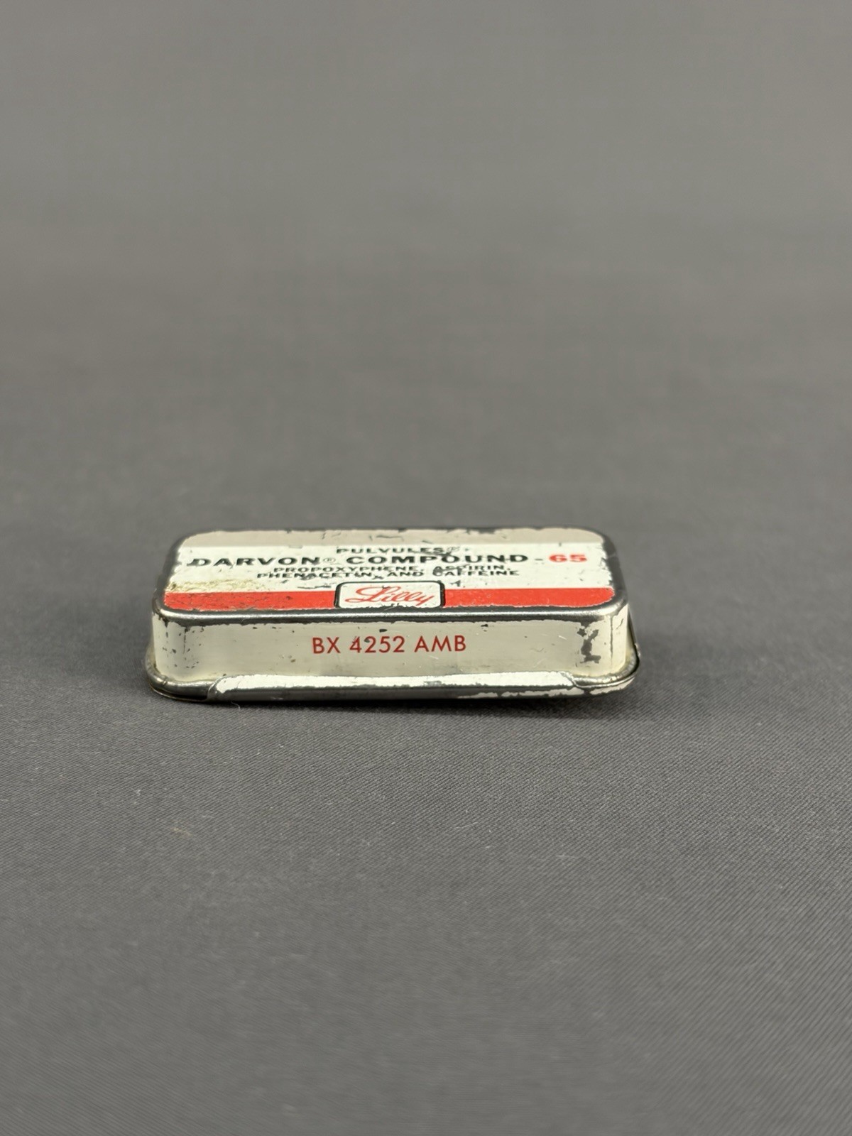 VTG Lilly Pharmaceutical Darvon-65 Compound Pulvule Sample Tin
