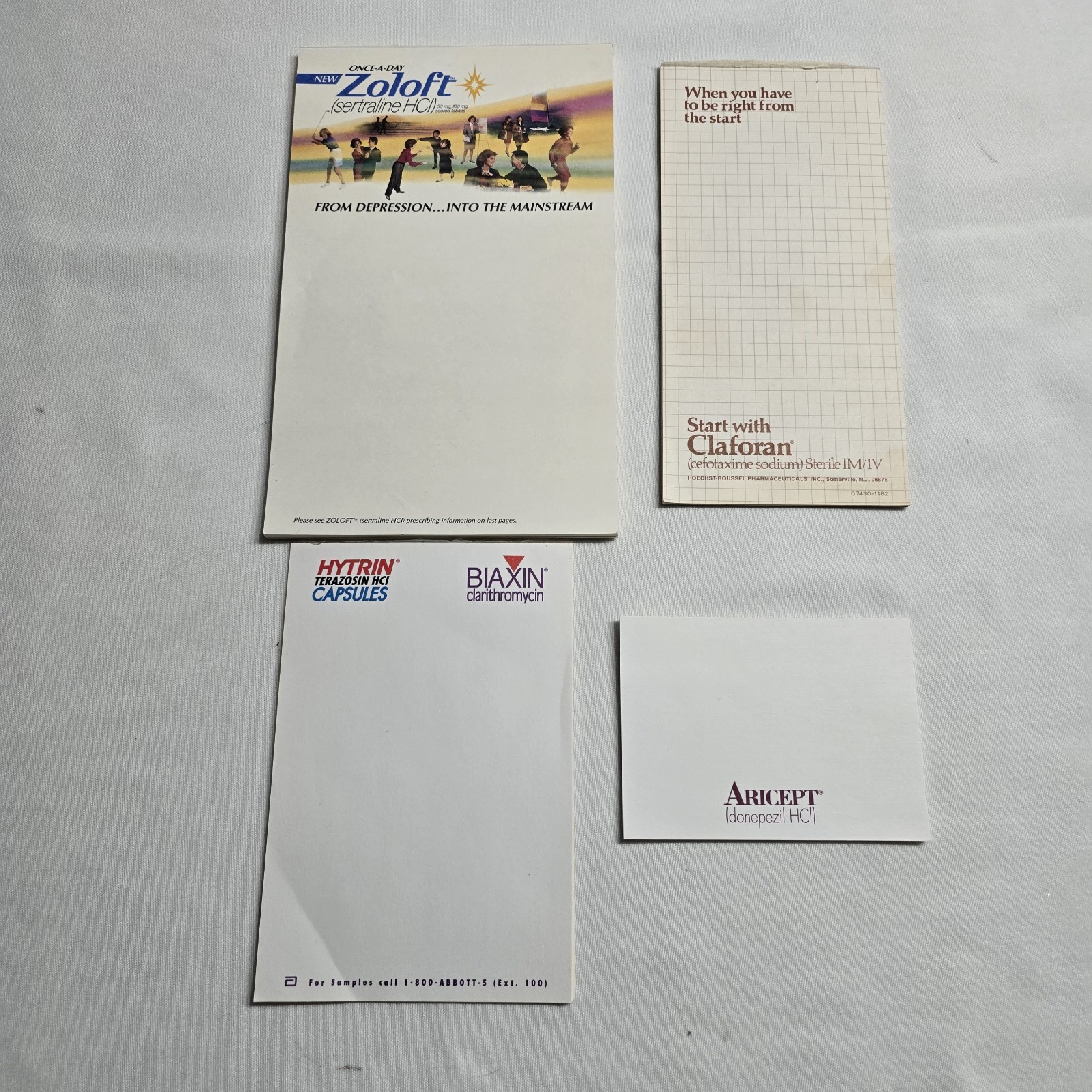 Vtg Pharmaceutical Drug Rep Advertising Notepads Zoloft Aricept Claforan Promo