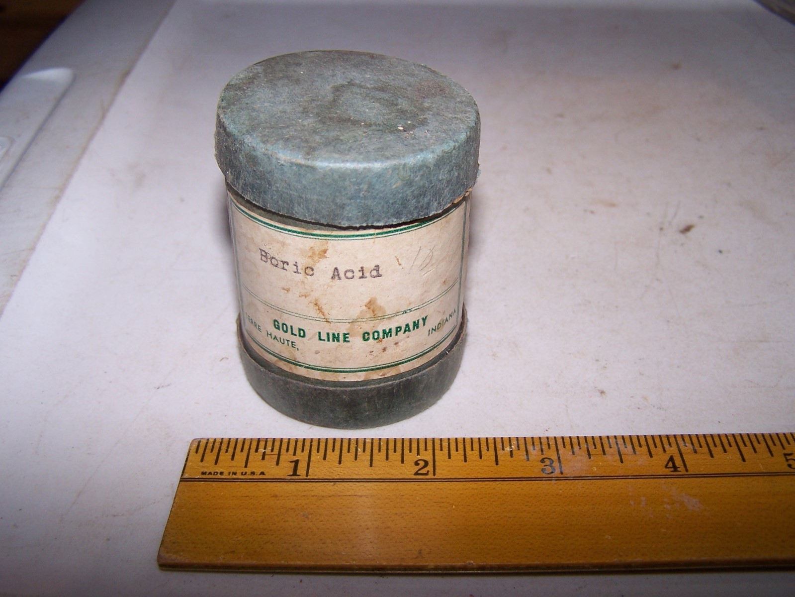 Vintage GOLD LINE COMPANY Boric Acid Pharmacy Container TERRE HAUTE INDIANA