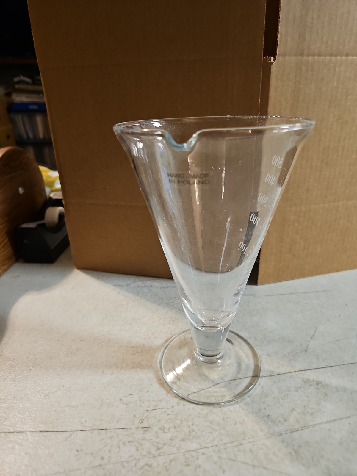 Vintage Glass Etched Apothecary Pharmacy Measuring Beaker Graduated 500ml