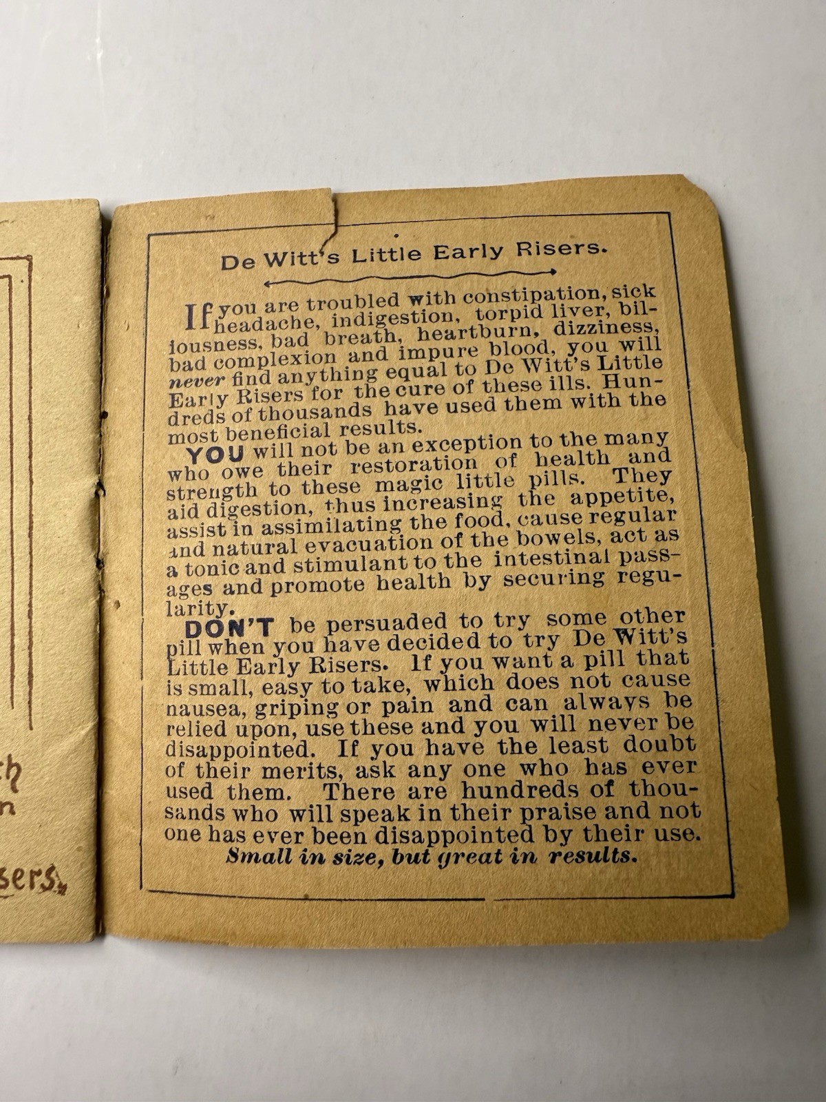 Antique DeWitt’s Little Early Risers Advertising Booklet 1890s Pharmacy Ephemera