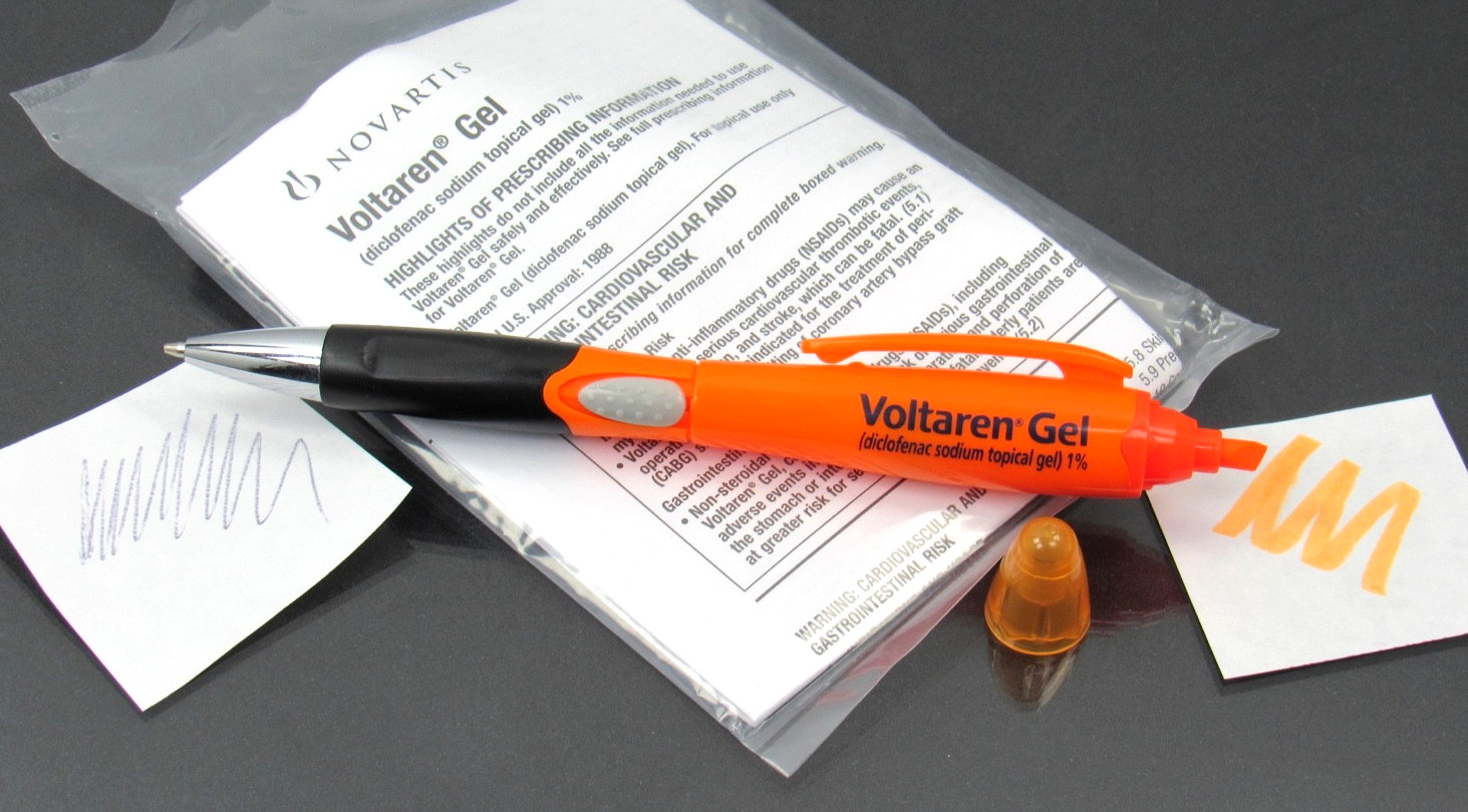 Sealed Voltaren Gel PEN & Highlighter Drug Rep Pharmaceutical Promo Advertising