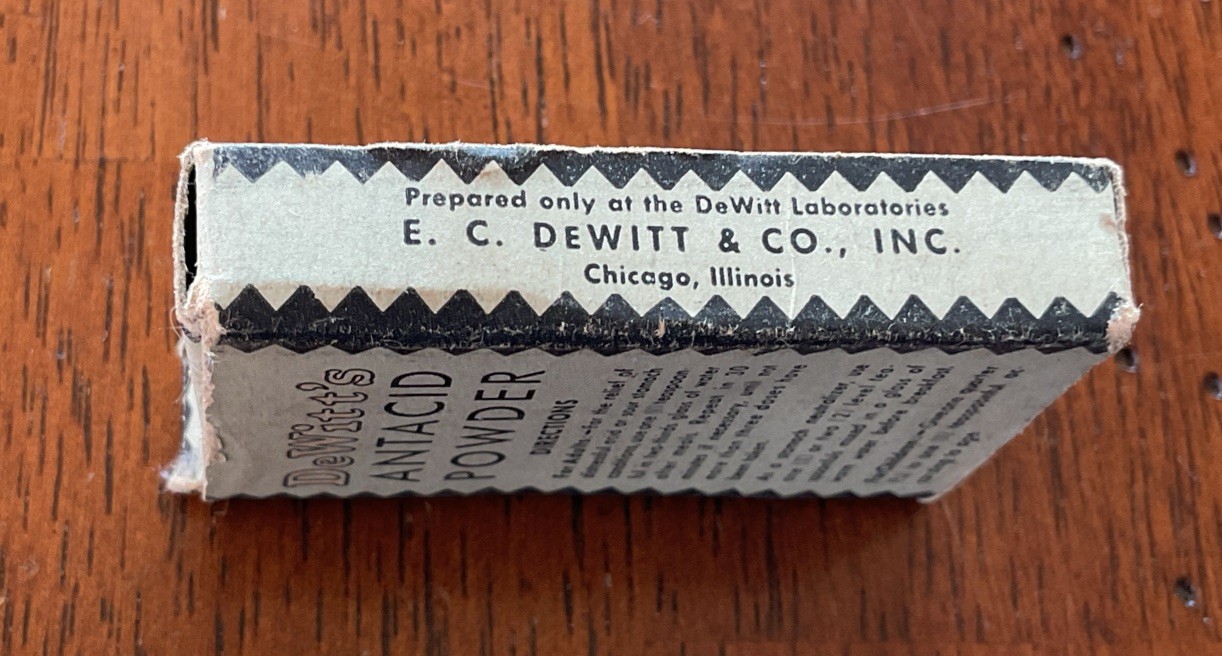 Vintage DeWitt’s Antacid Powder Empty 4 Oz Sample Box