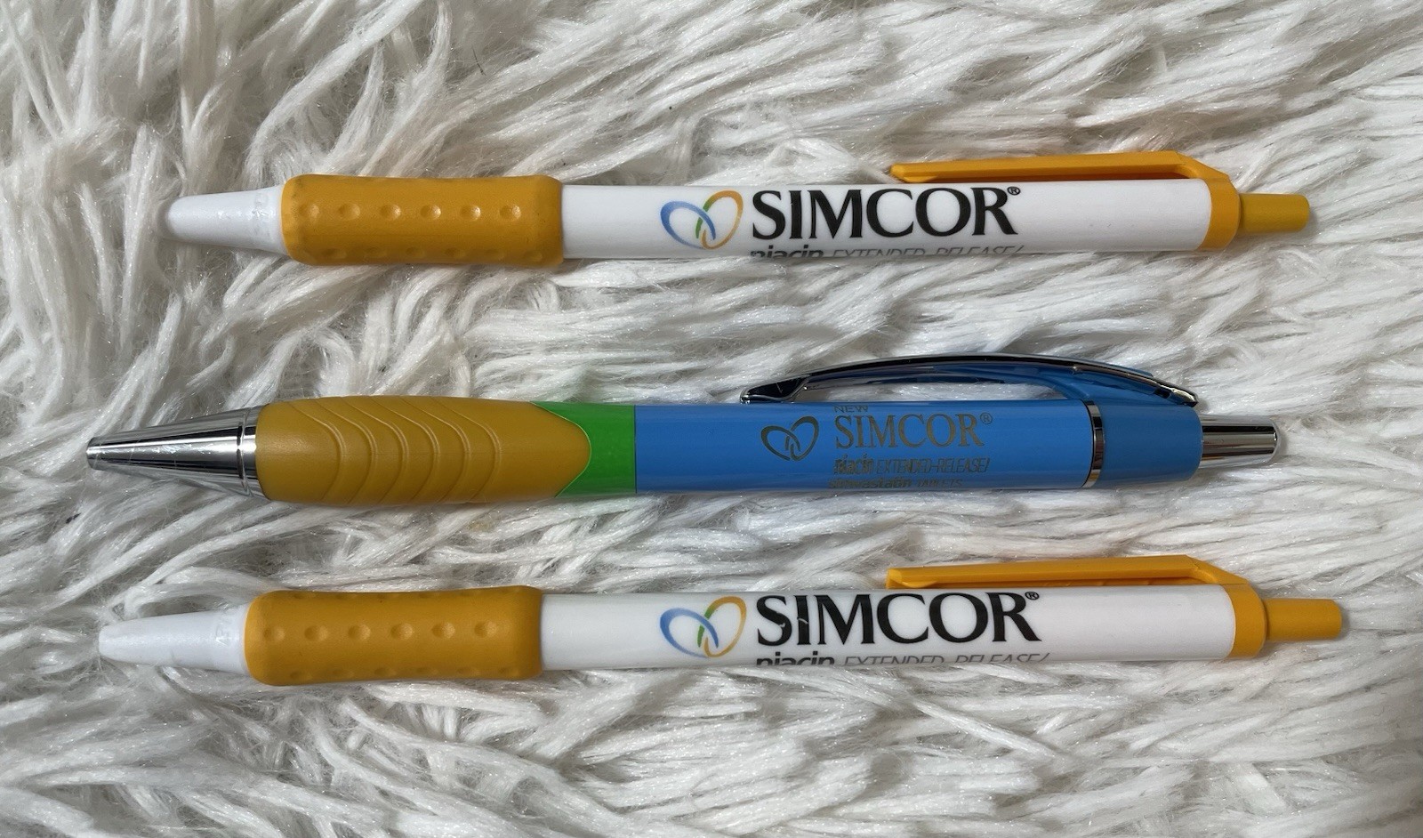Simcor Drug Rep Pens Lot 3 Pharmaceutical Pharma Niacin Pens Black Ink All Work