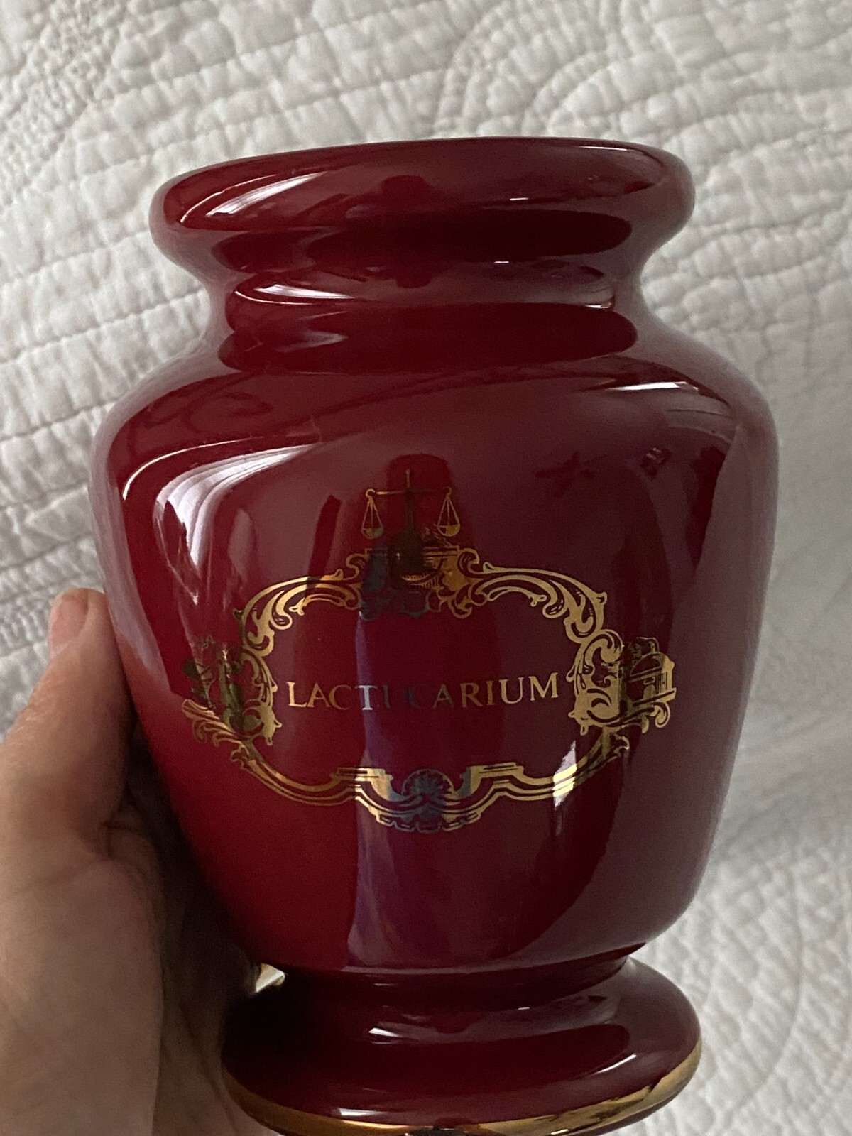 Apothecary Jar, Eli Lily “Lactucarium”(Wild Lettuce) Pharmaceutical Burgundy Red