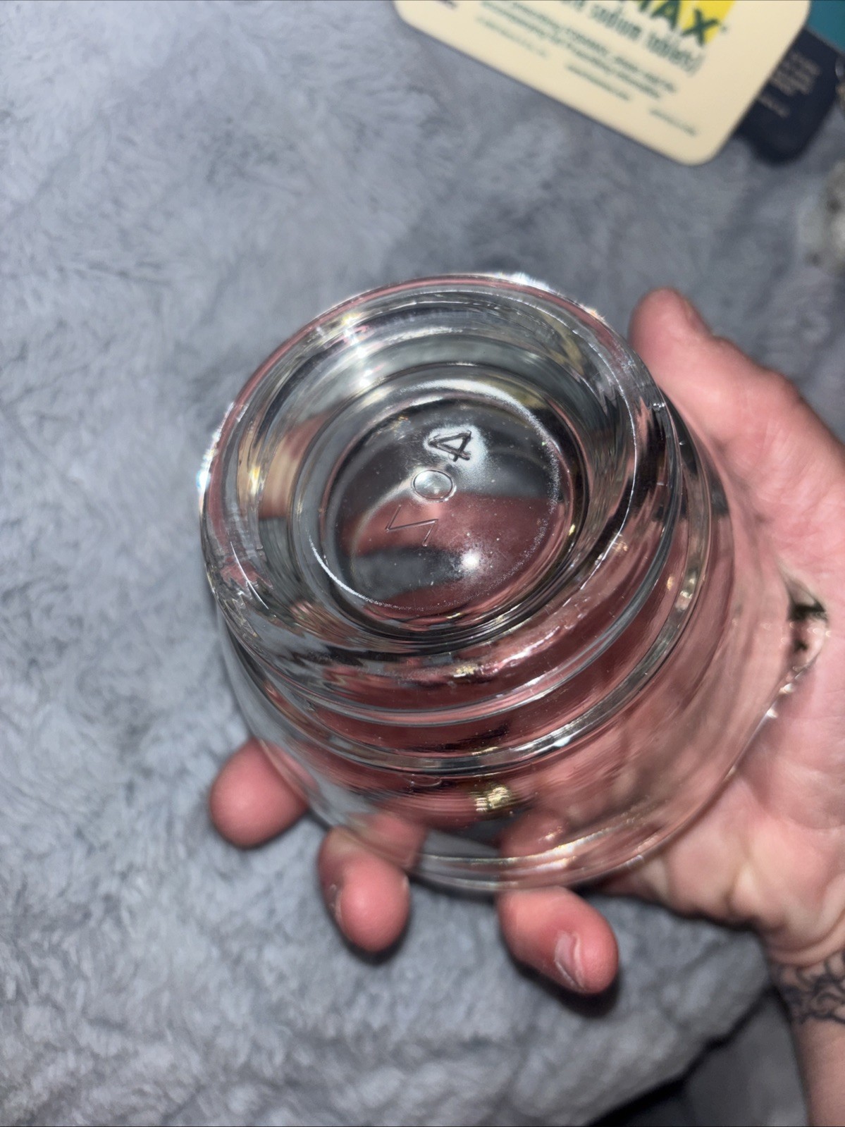 Vintage 4 Oz Glass Mortar w/ Pouring Lip Thick Glass Marked