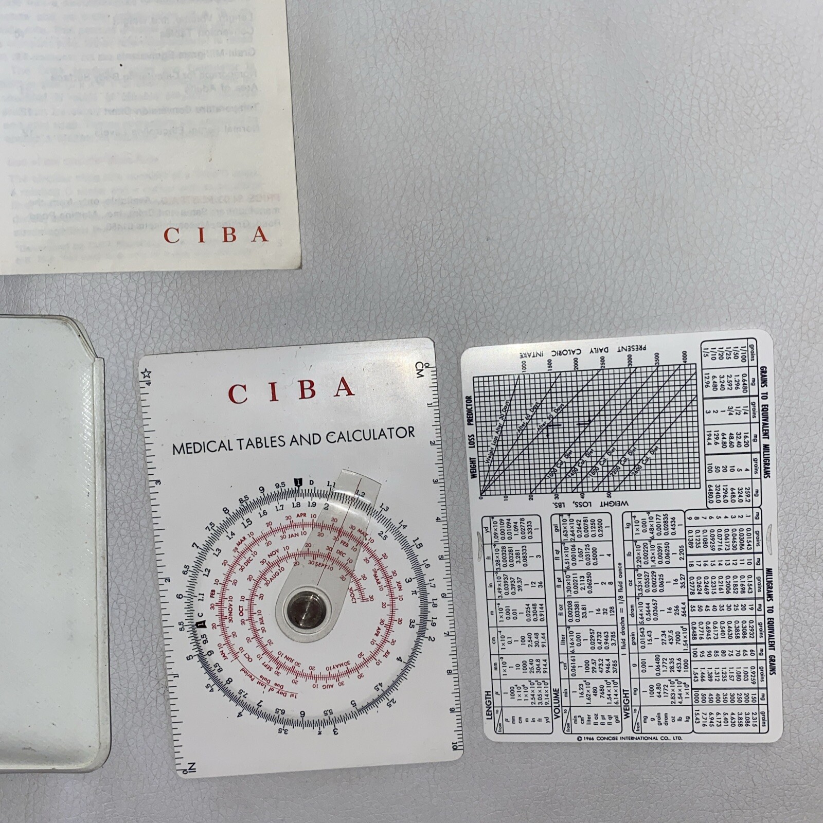 Vintage Ciba Pocket Size Medical Tables & Calculator With Guide