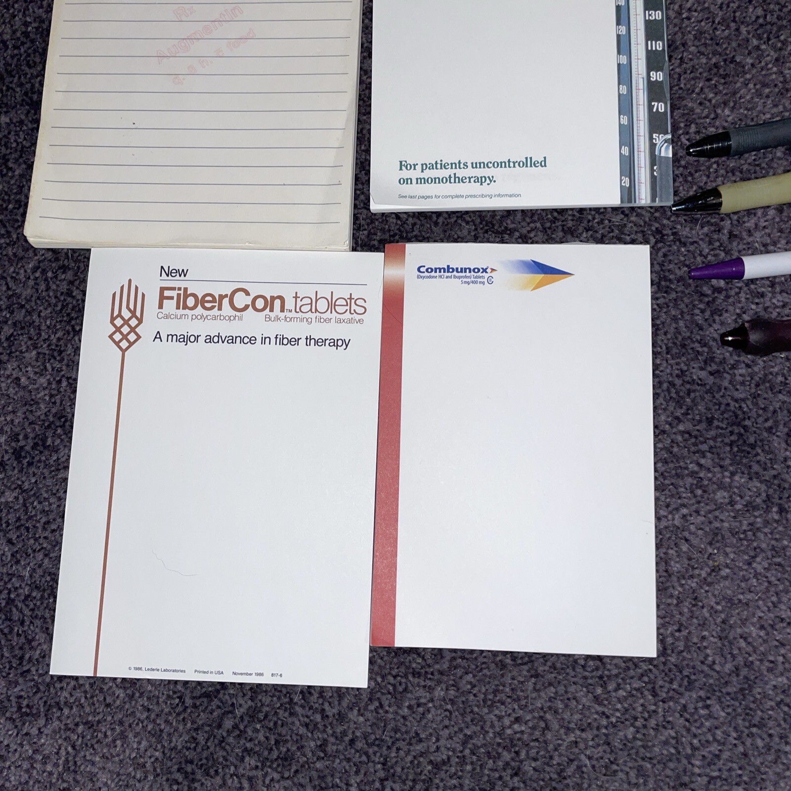4 VINTAGE Promo Pharmaceutical Drug Rep Doctor Note Pad Paper And Pens Lot