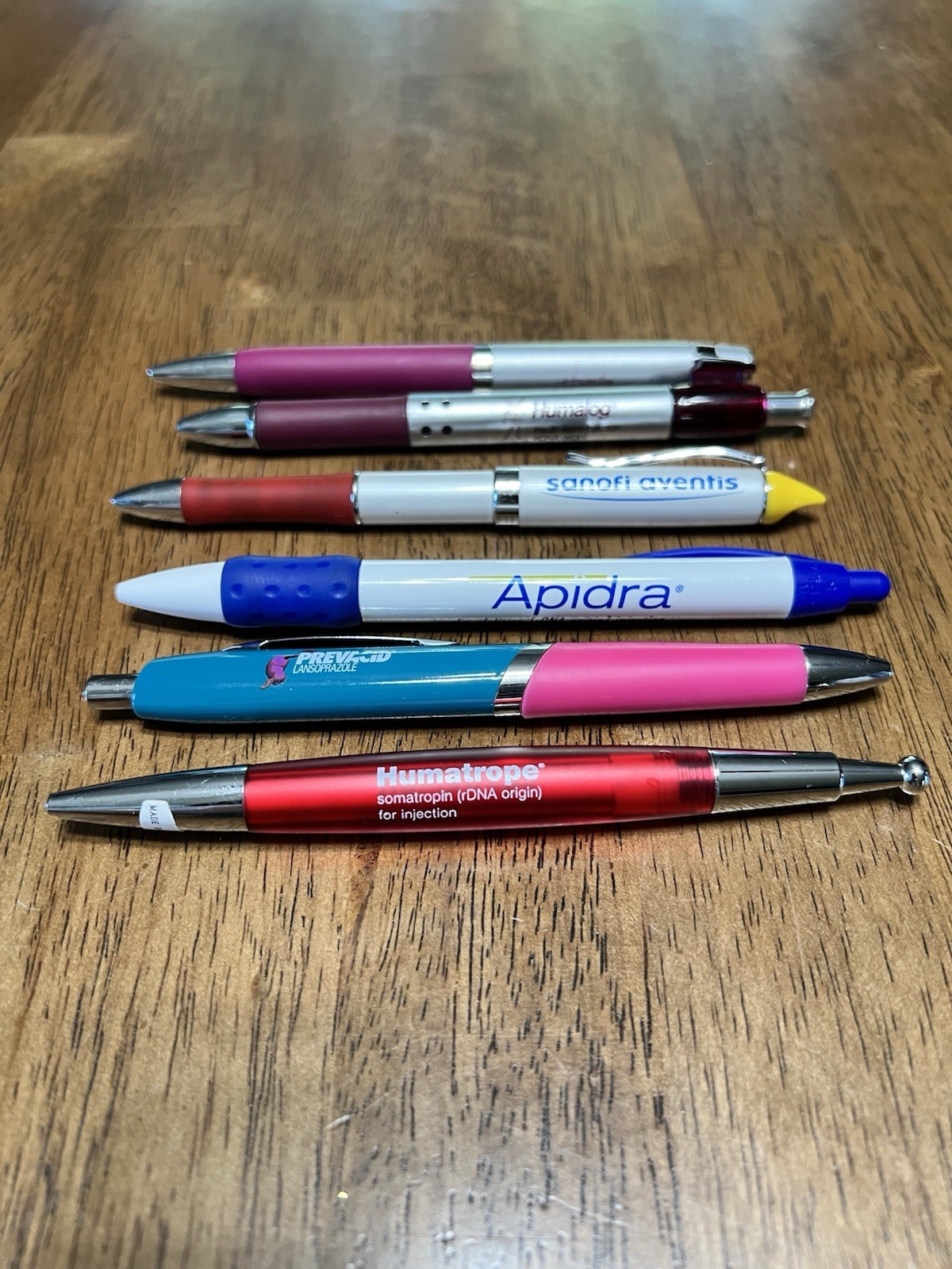 Lot of 6 Drug Rep Metal & Plastic Promo Pens (Dry) Humalog, Prevacid +READ+