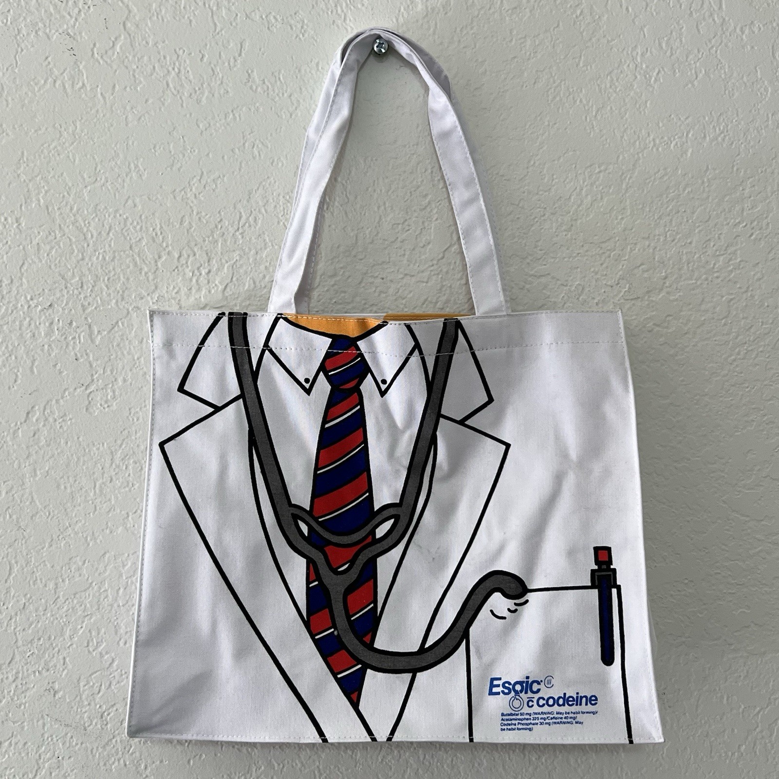 VTG Esgic Codene Capsule Medicine Pharmaceutical Swag Promo Ad Canvas Tote Bag