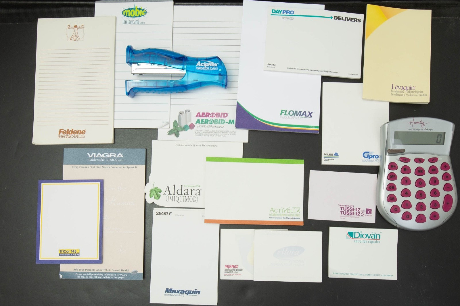 Vtg Drug Rep Pharmaceutical Partial Sticky Notes Stapler Calculator Pharma Lot