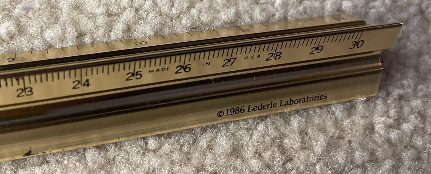 Vintage 1986 Pipracil 12” Metal 3 Sided Ruler Drug Rep. Advertising Medical