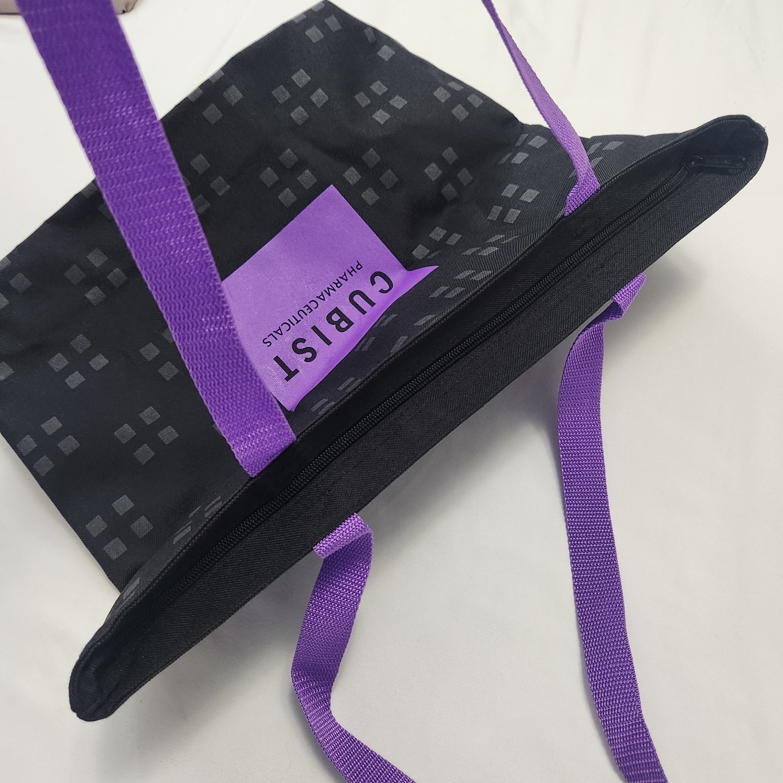 Large Tote Bag Cubist Pharmaceuticals Drug Rep Swag Black Purple