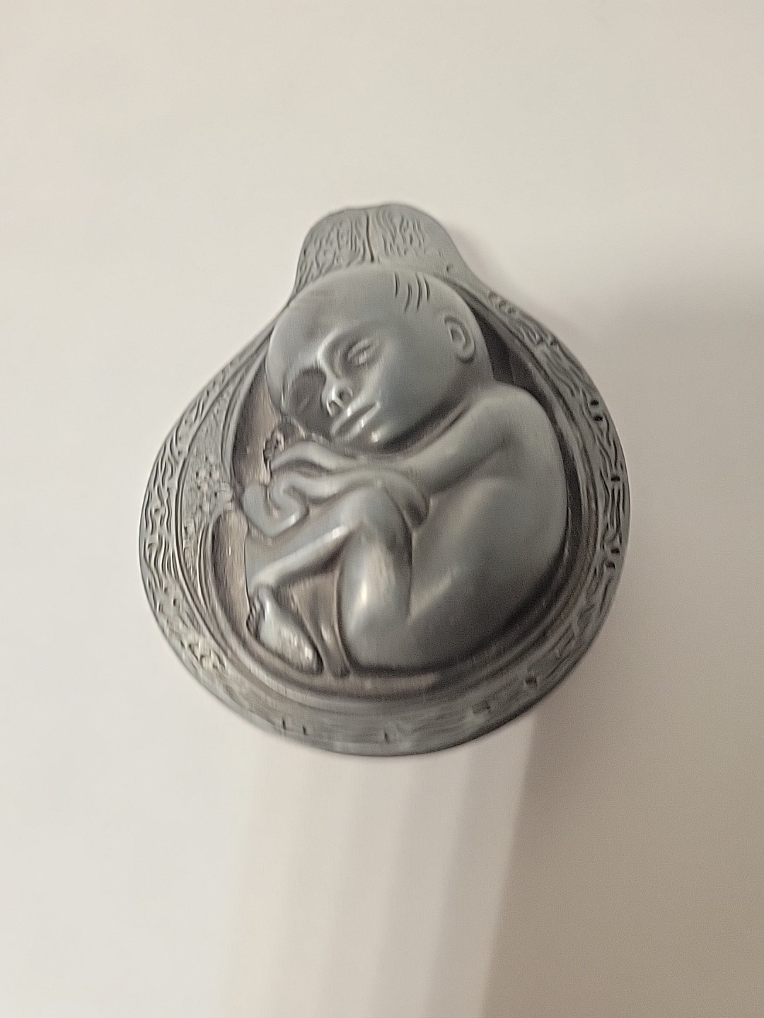 Vtg 1950-60s Parke-Davis Tabron Baby In Womb Fetus Pewter Heavy Paperweight