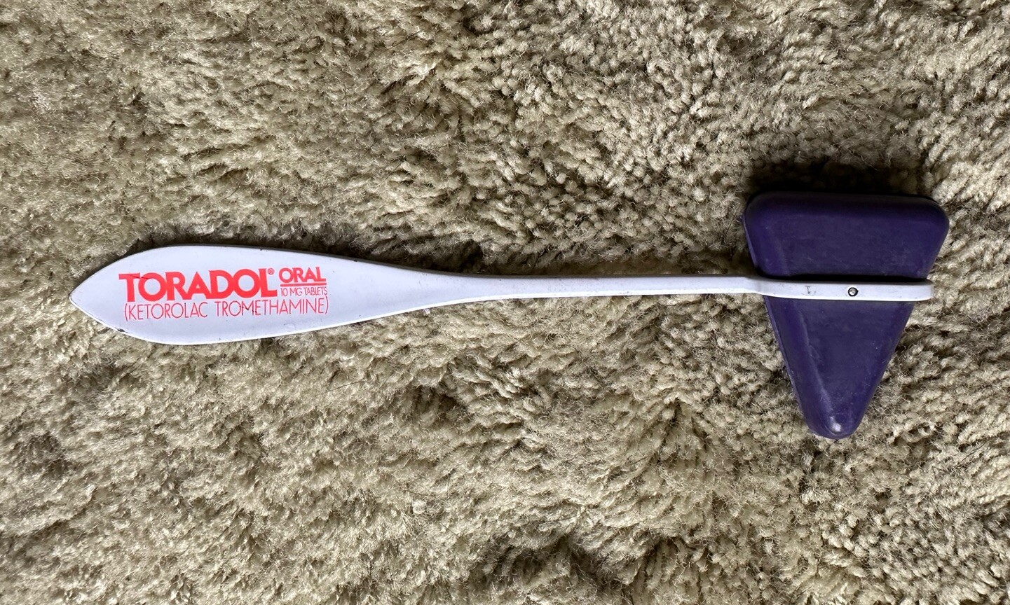 Vintage Toradol Drug Rep Advertisement reflex Hammer