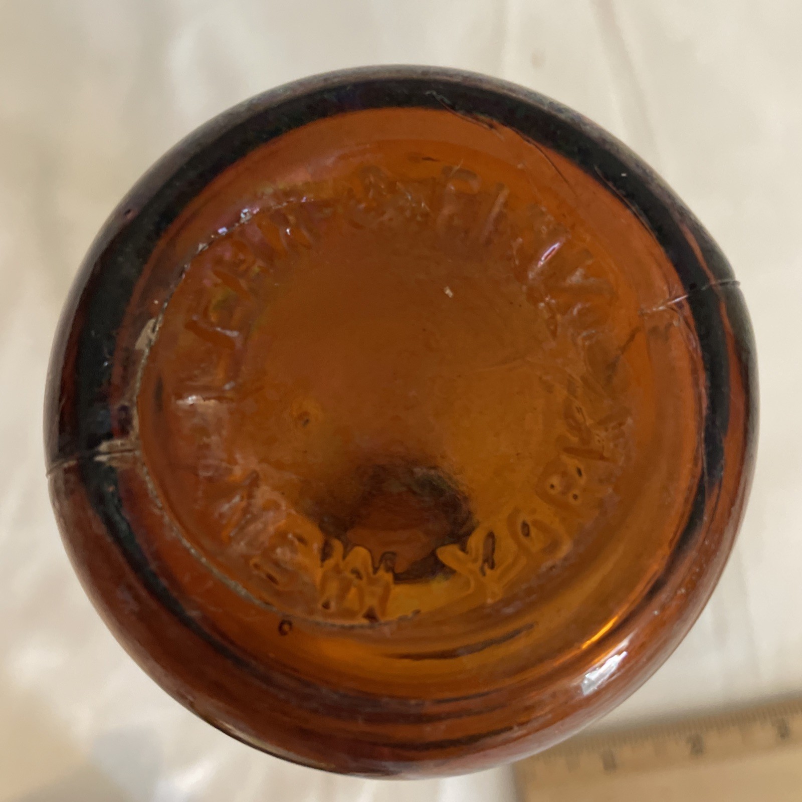 Lehn & Fink New York Brown Glass Apothecary Bottle 3″ X 7″