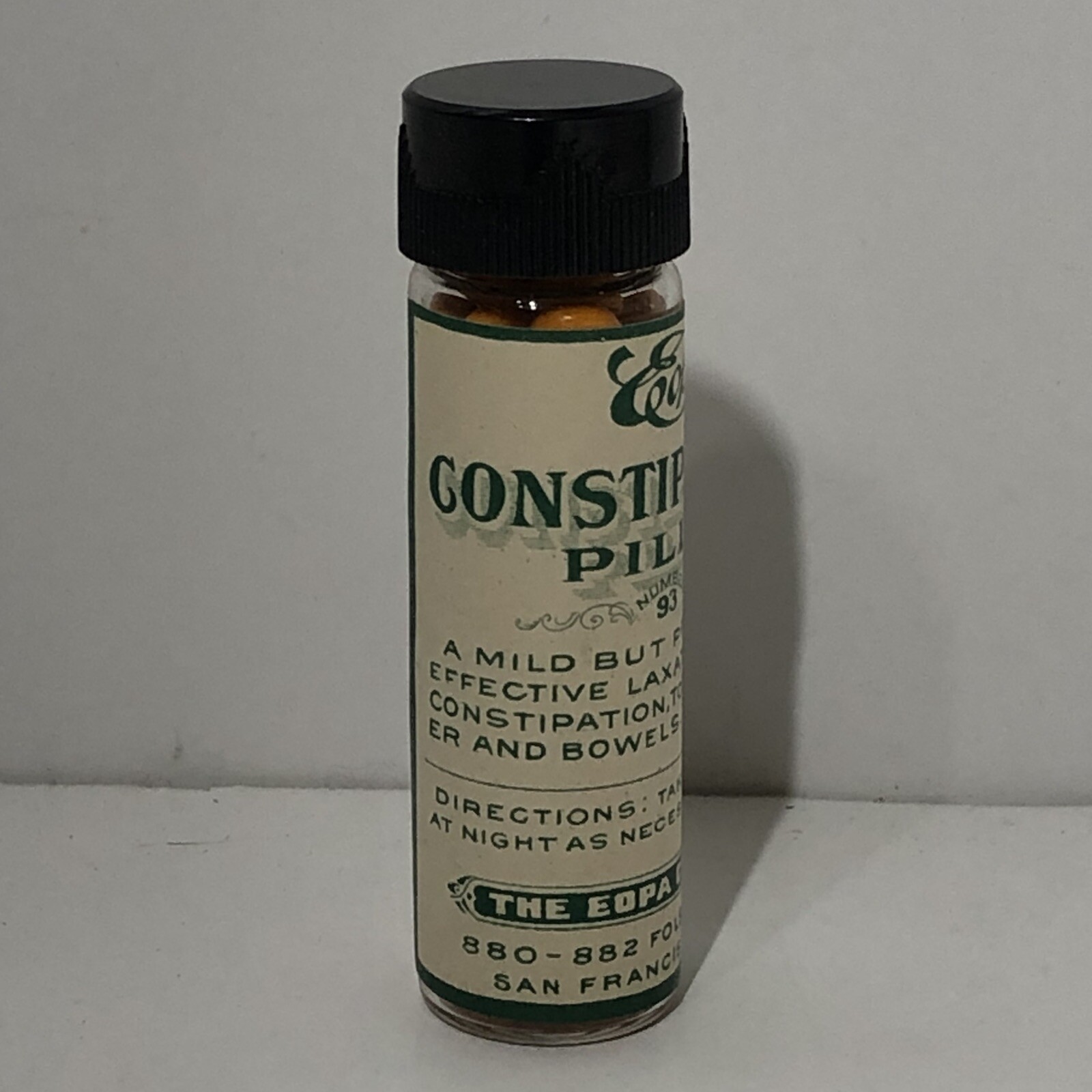VINTAGE CONSTIPATION TABLETS QUACK MEDICINE BOTTLE ANTIQUE PHARMACY SEALED RARE