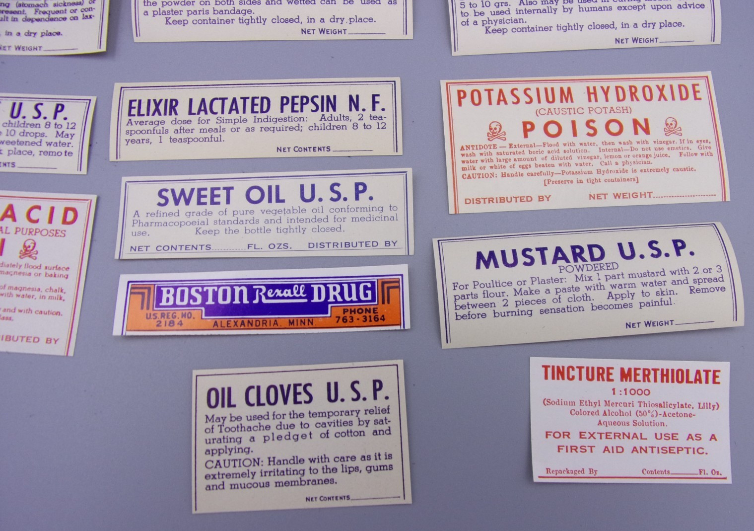 59 DIFFERENT VINTAGE PHARMACY MEDICINE APOTHECARY BOTTLE LABELS POISONS ETC.