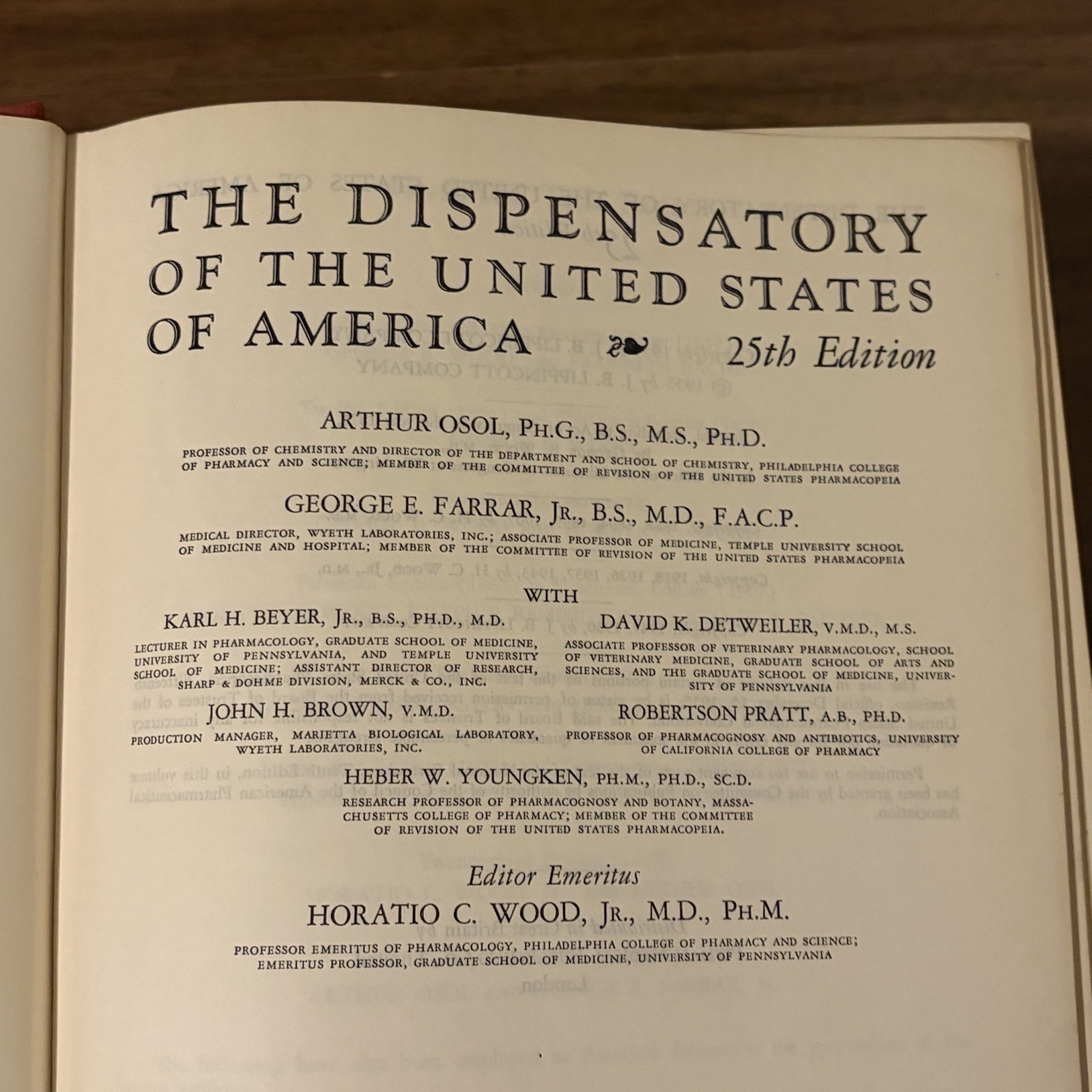 The Dispensatory of the United States of America 25th Ed 1955 Medical Book