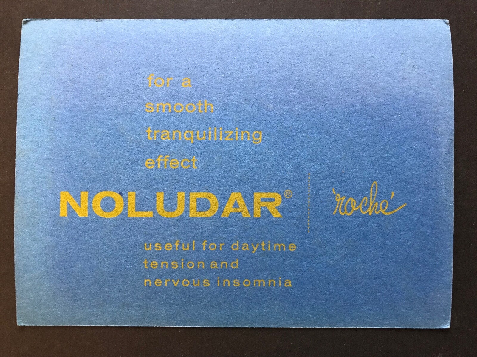 1955 ROCHE NOLUDAR DAYTIME TENSION MEDICAL SEDATIVE PHARMACEUTICAL BLOTTER