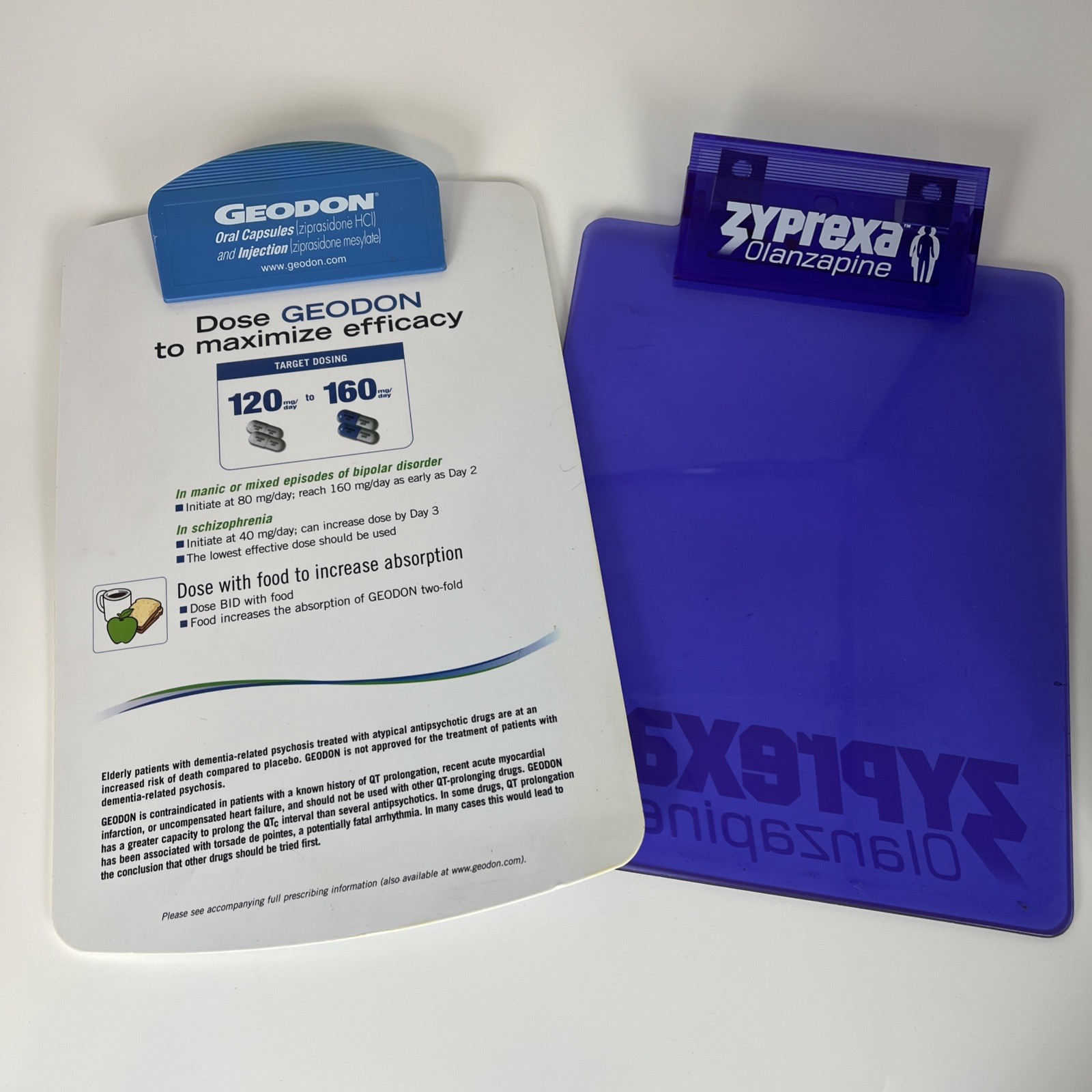 Zyprexa And Geodon Clip Boards Pharmaceutical Advertising