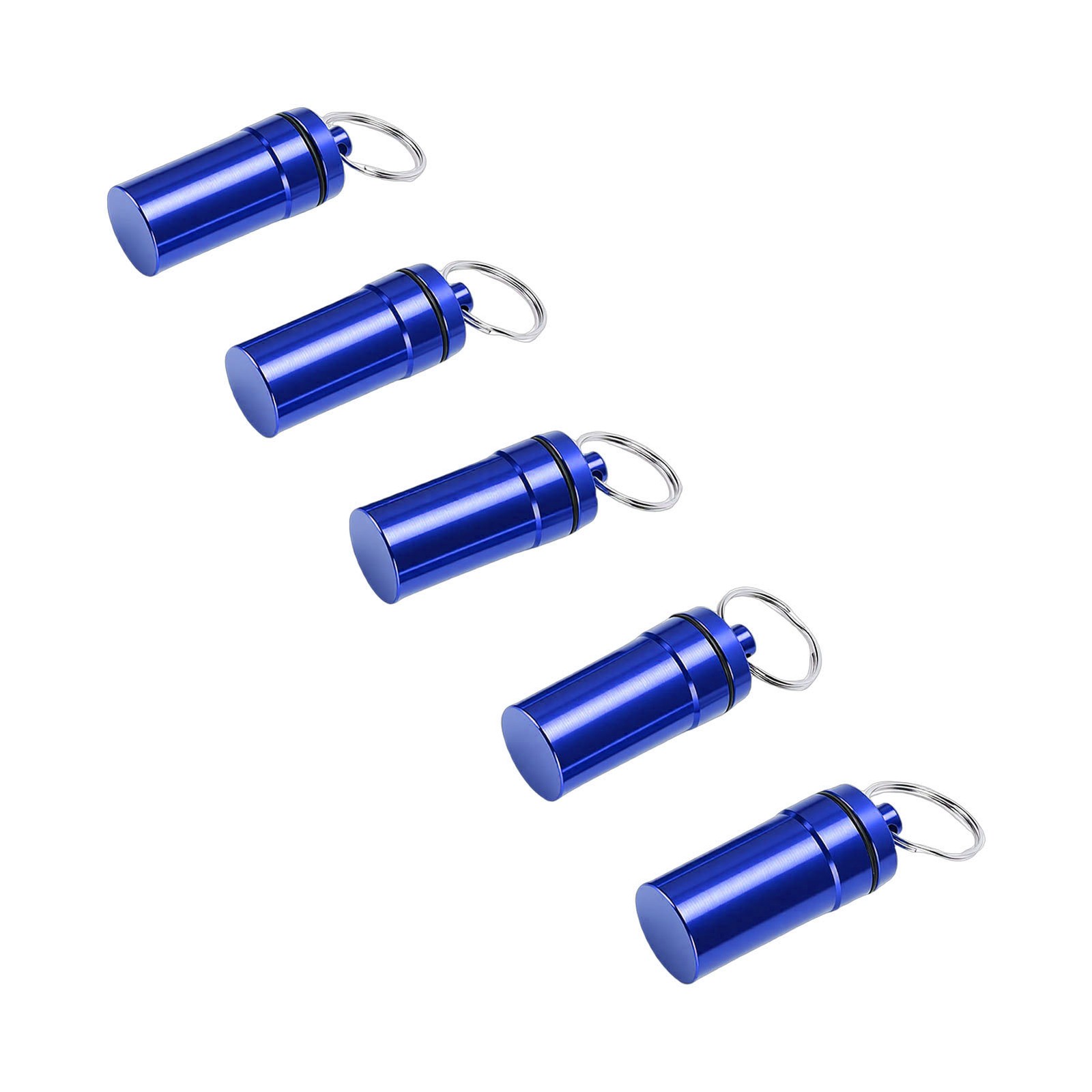 5pcs Mini Keychain Tablets Case Water Proof Outdoor Tablets Container Blue