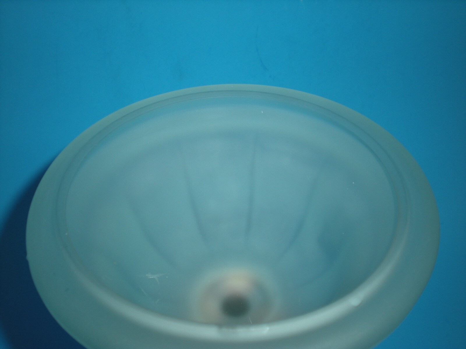 10″ vtg Apothecary Canister Jar with Ball Dome Lid Very Heavy Frosted Blue glass