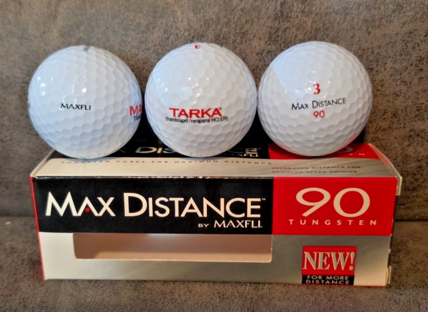 Vintage Tarka Maxfli Max Distance 90 Golf Balls 3 Pack Drug Rep Promo NOS