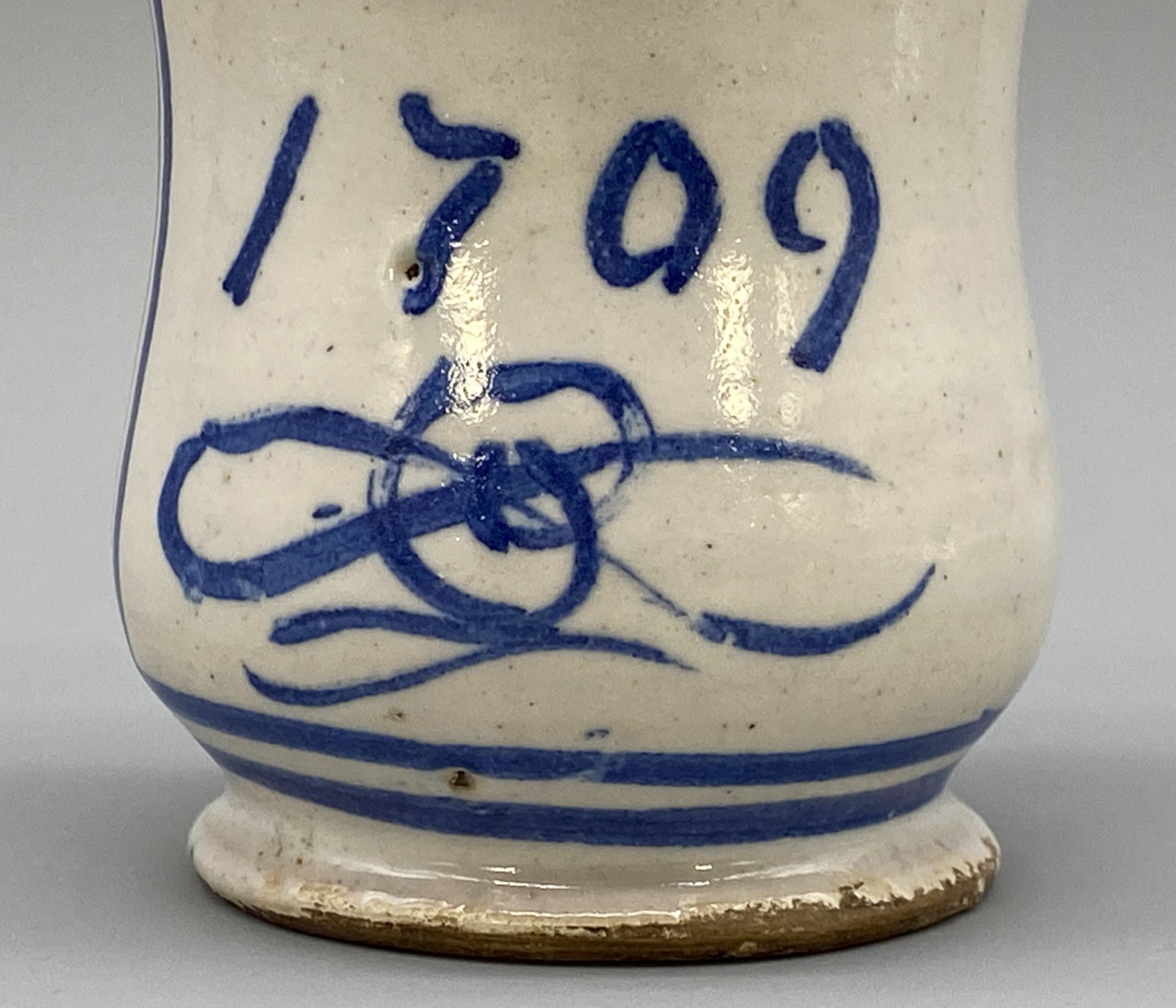 c. 1709 South Italian ‘Naples’ Majolica Blue & White Albarello Drug Pharmacy Jar
