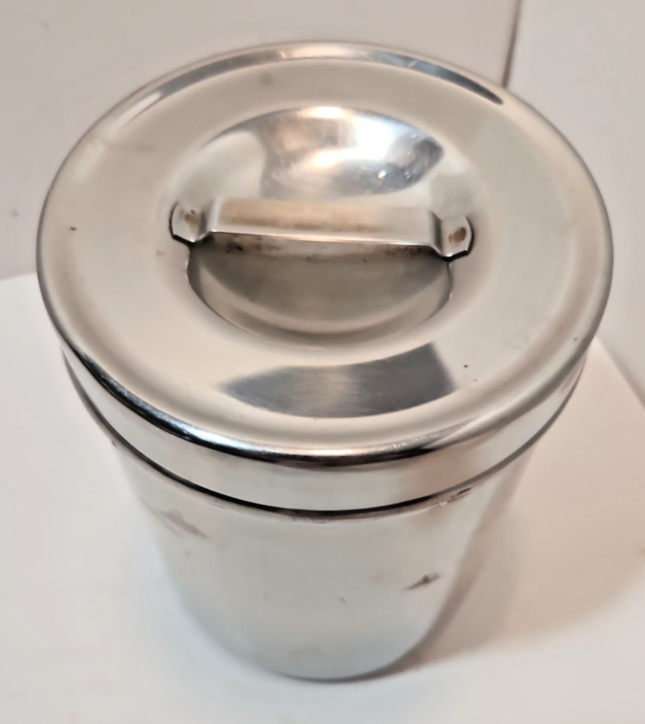 Vtg Stainless Steel Canisters W/ Medical Lid – Set of 2 Vollrath 8802 Polar 3J