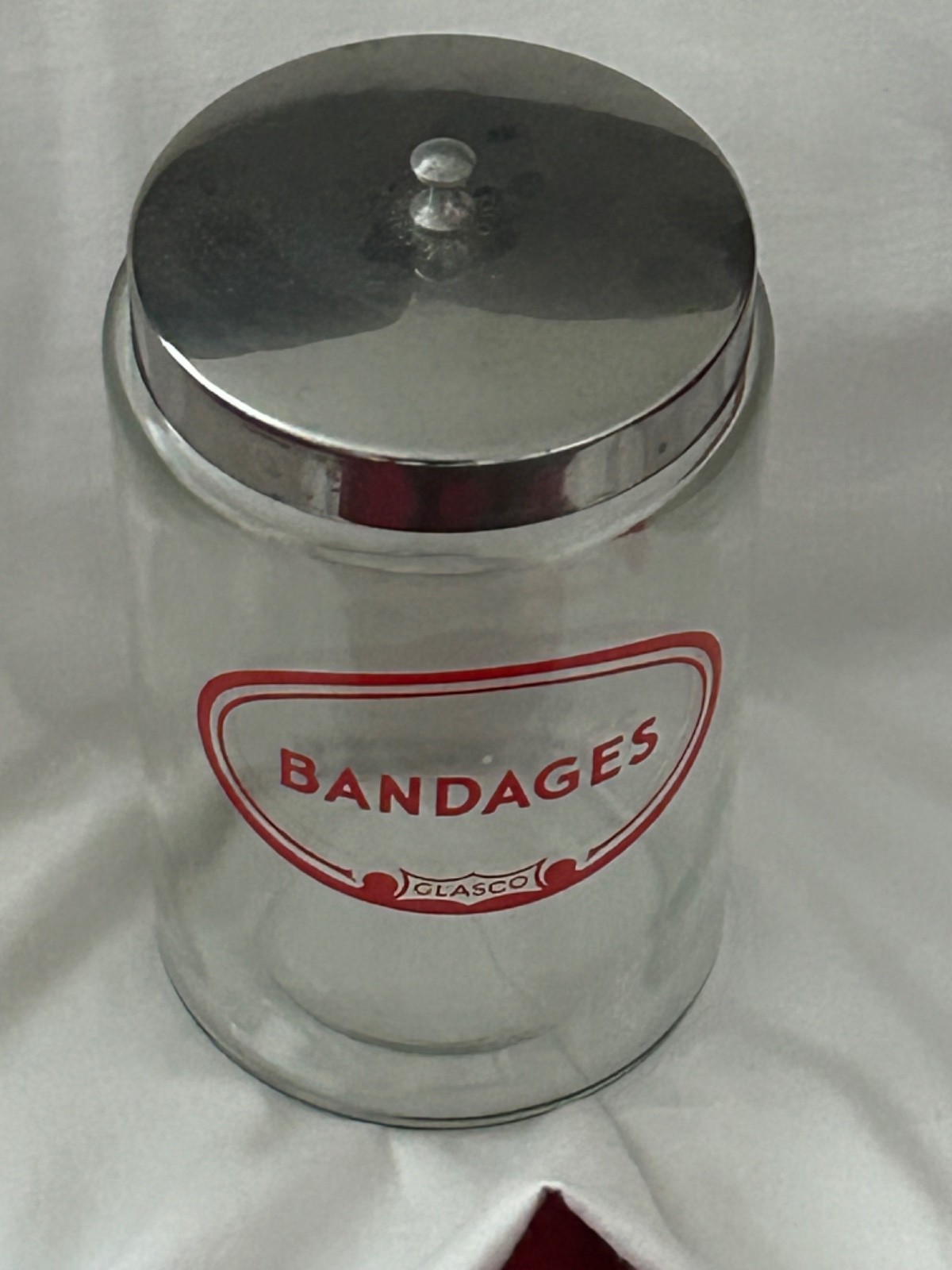 Vintage – Doctor’s Office BANDAGES Glass Storage Jar – Glasco Medical USA