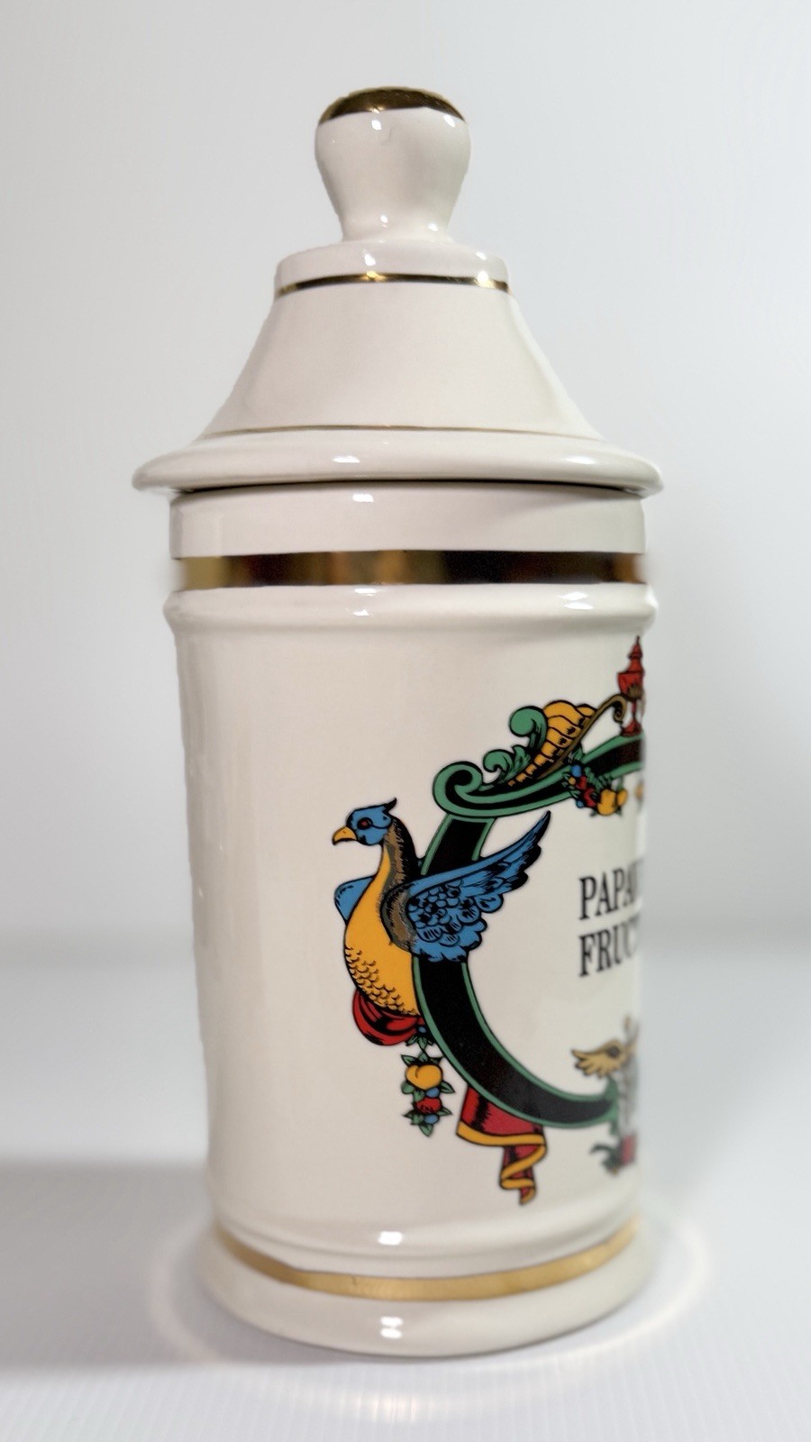 VTG PAPAVER FRUCTUS (Poppy Fruit) Apothecary Jar Pharma Craft Ceramic EUC