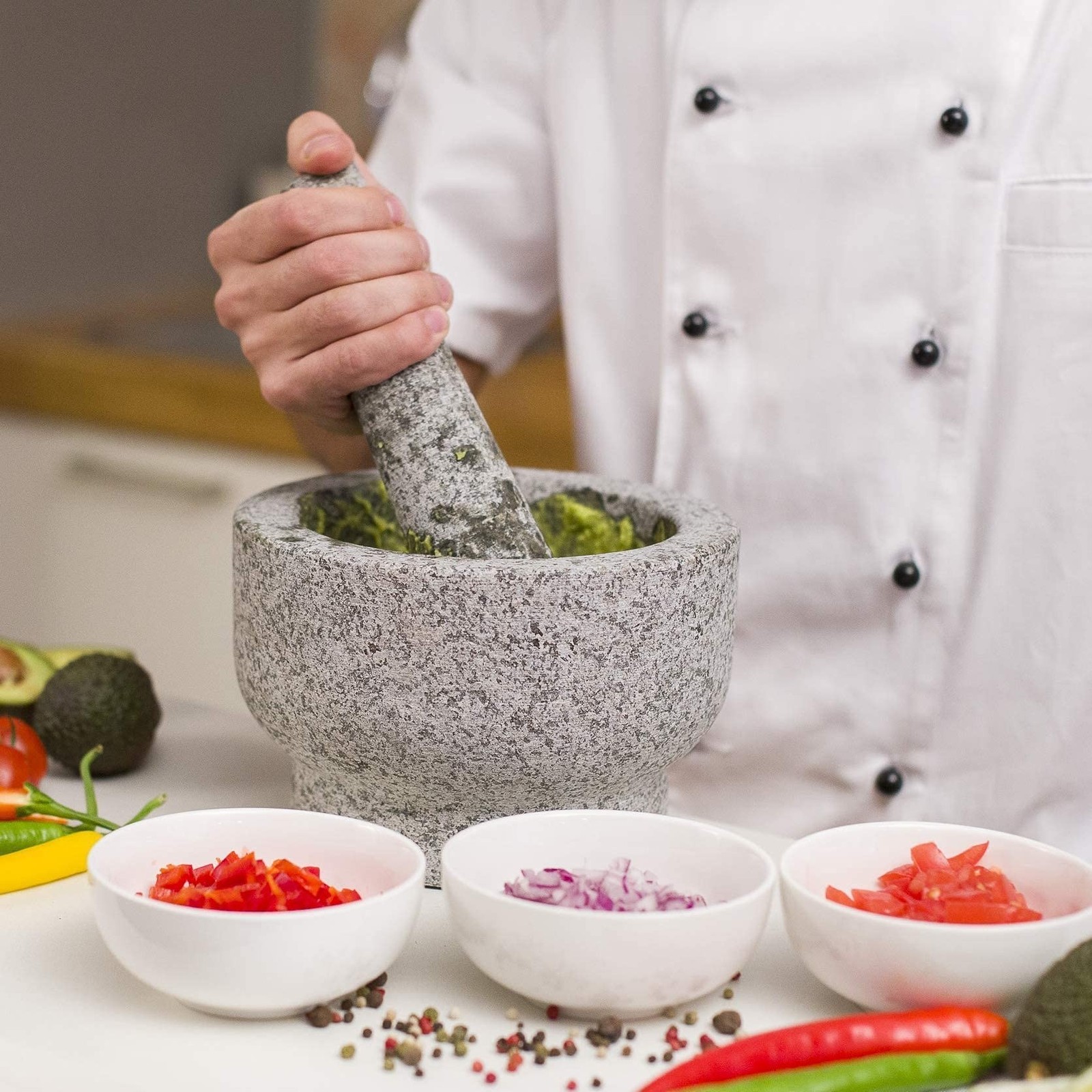 ChefSofi Cheese Board and EXTRA Large Mortar and Pestle Set.