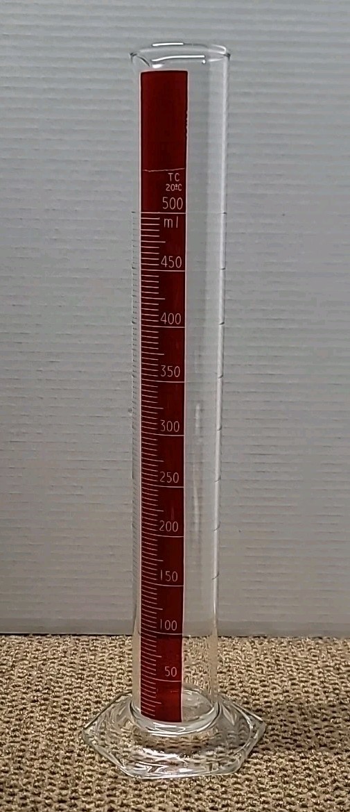 Vtg 500 ML 20c Red Glass Scale Measurement Pyrex Chemistry Pharmacy