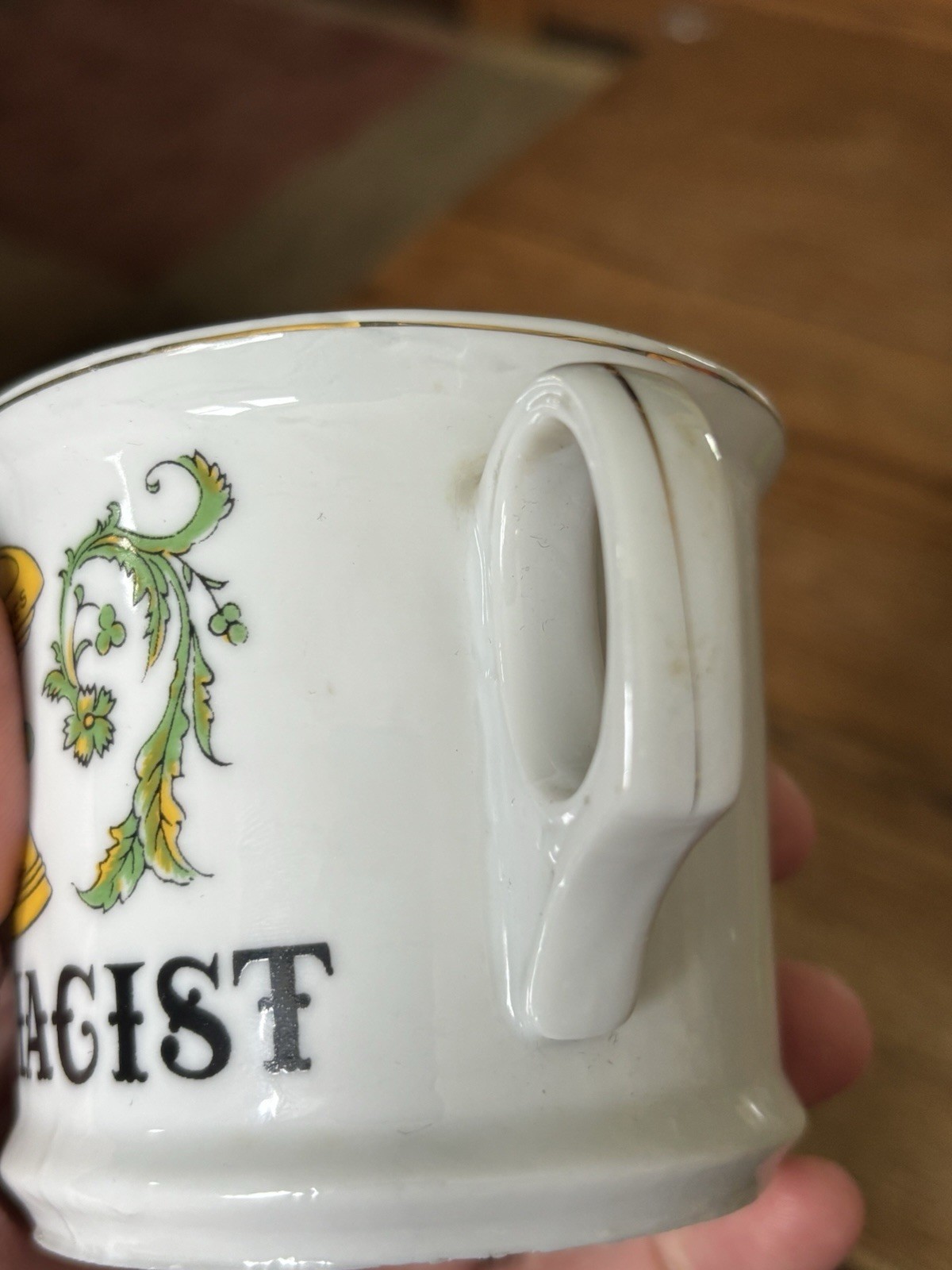Vintage Apothecary Pharmacy Barber Shaving Mug Porcelain Enameled Mortar Pestle