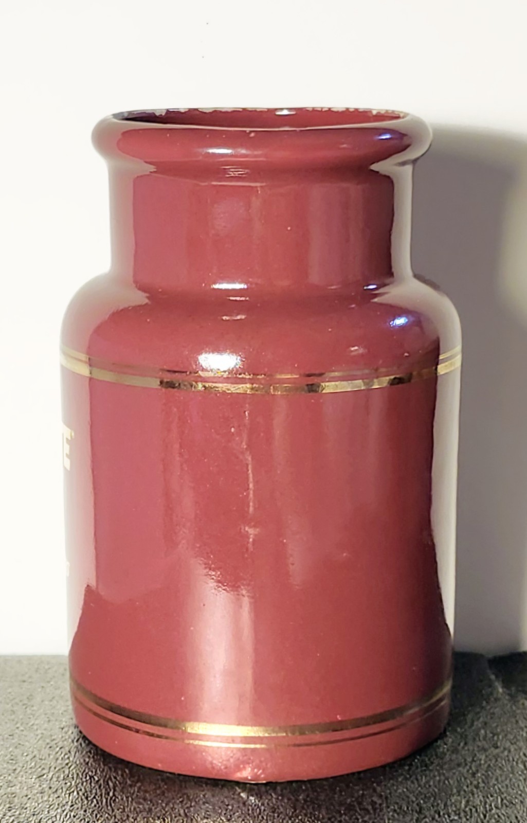 Vintage Pharmaceutical Advertisement Container “TRANDATE” – Glaxo- Burgundy Gold