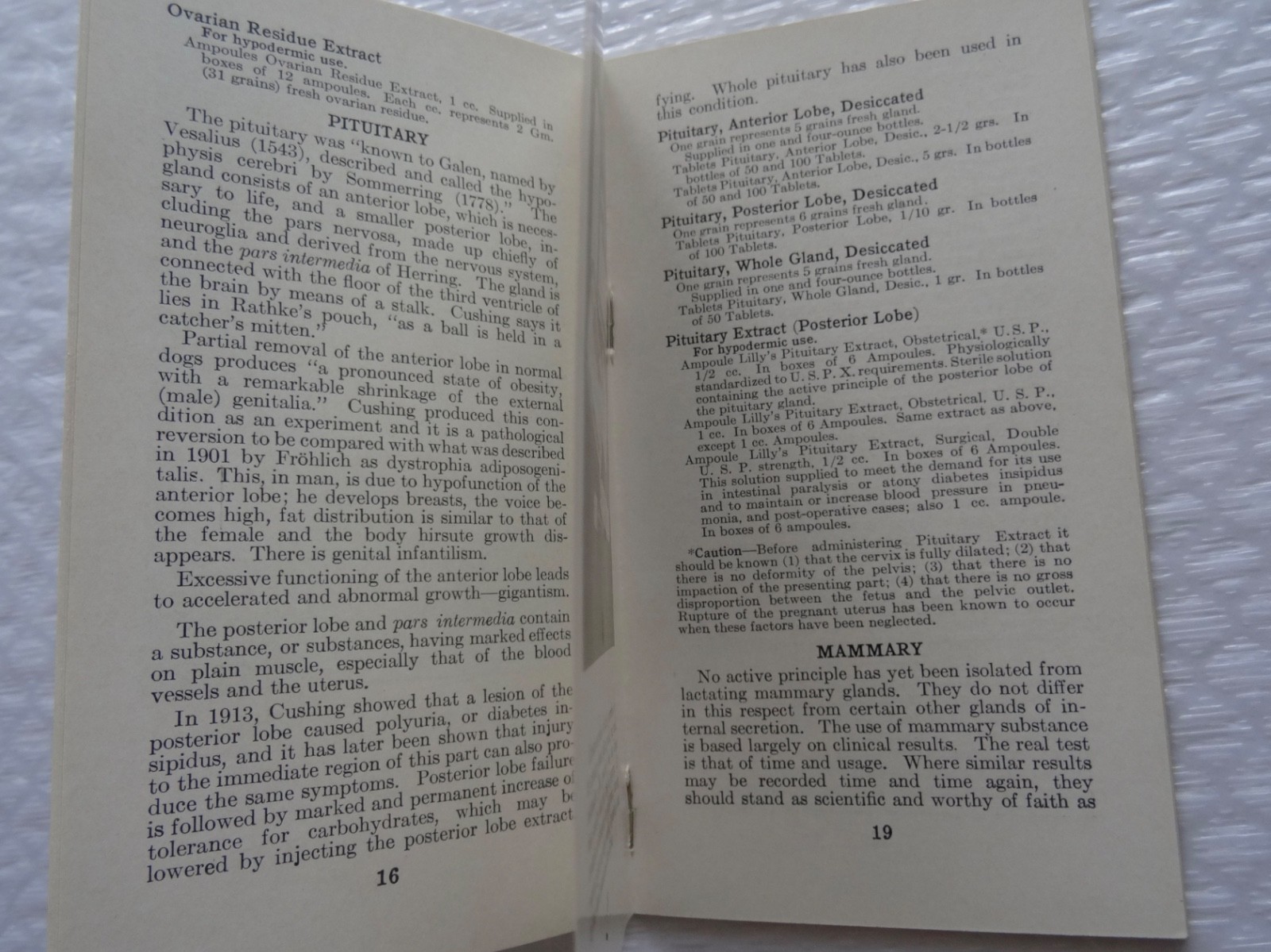 gLAND PRODUCTS PREPARATIONS ELI LILLY ENDOCRINOLOGY EARLY 1900’S BOOK neocurio