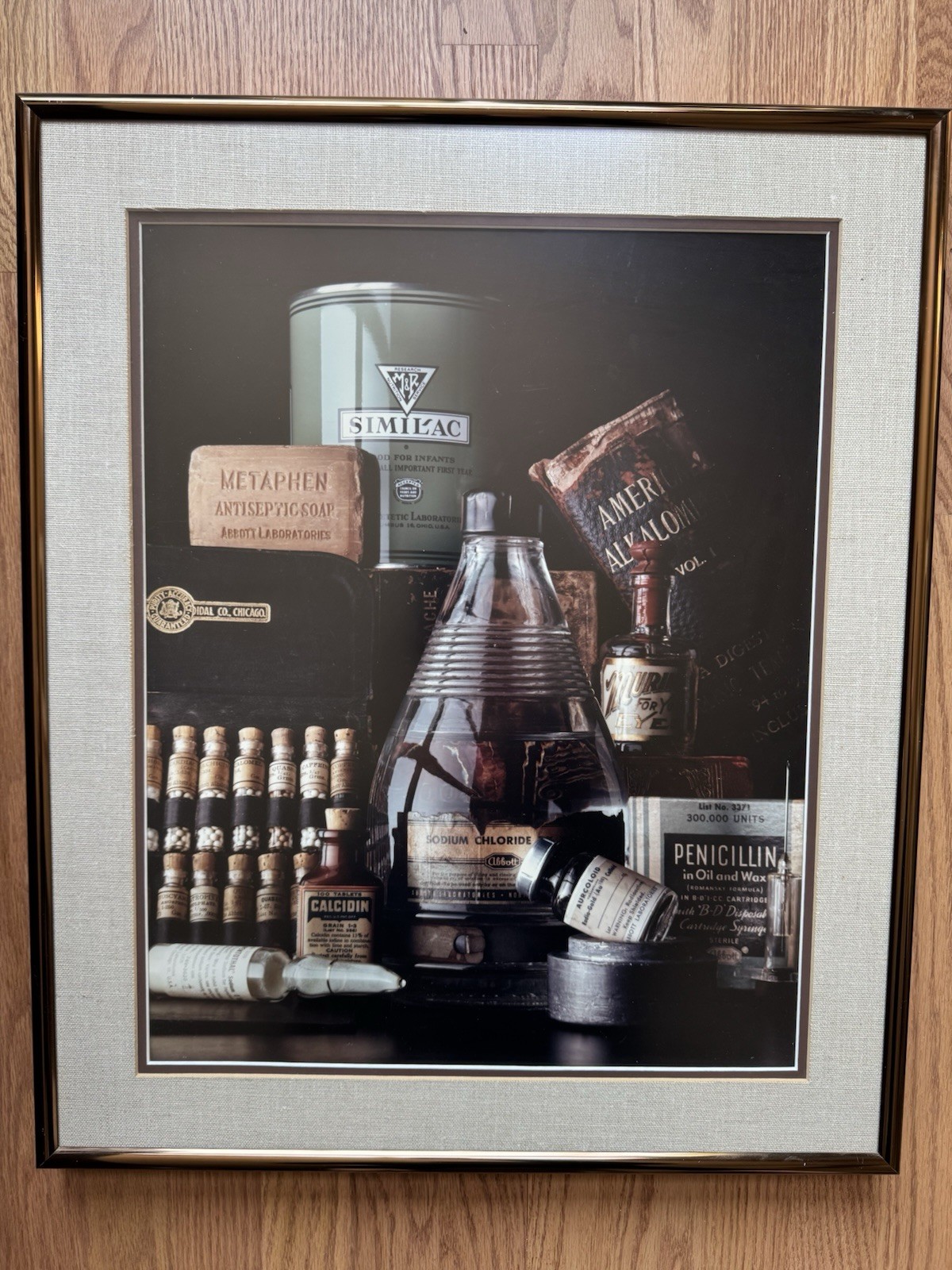 Abbott Laboratories Medical Art Framed Still Life Similac Penicillin VTG 1950s