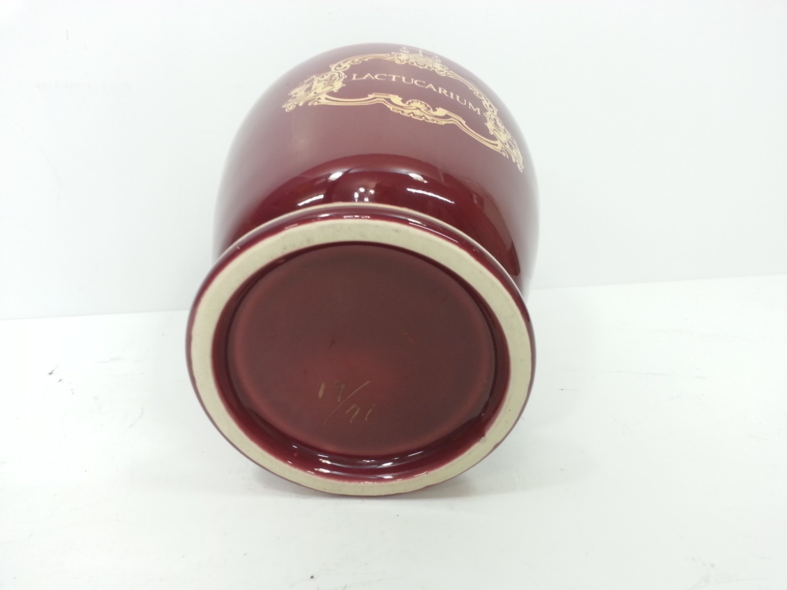 Vintage Eli Lilly Apothecary Jar Lactucarium Red Ceramic Gold Decal replacement