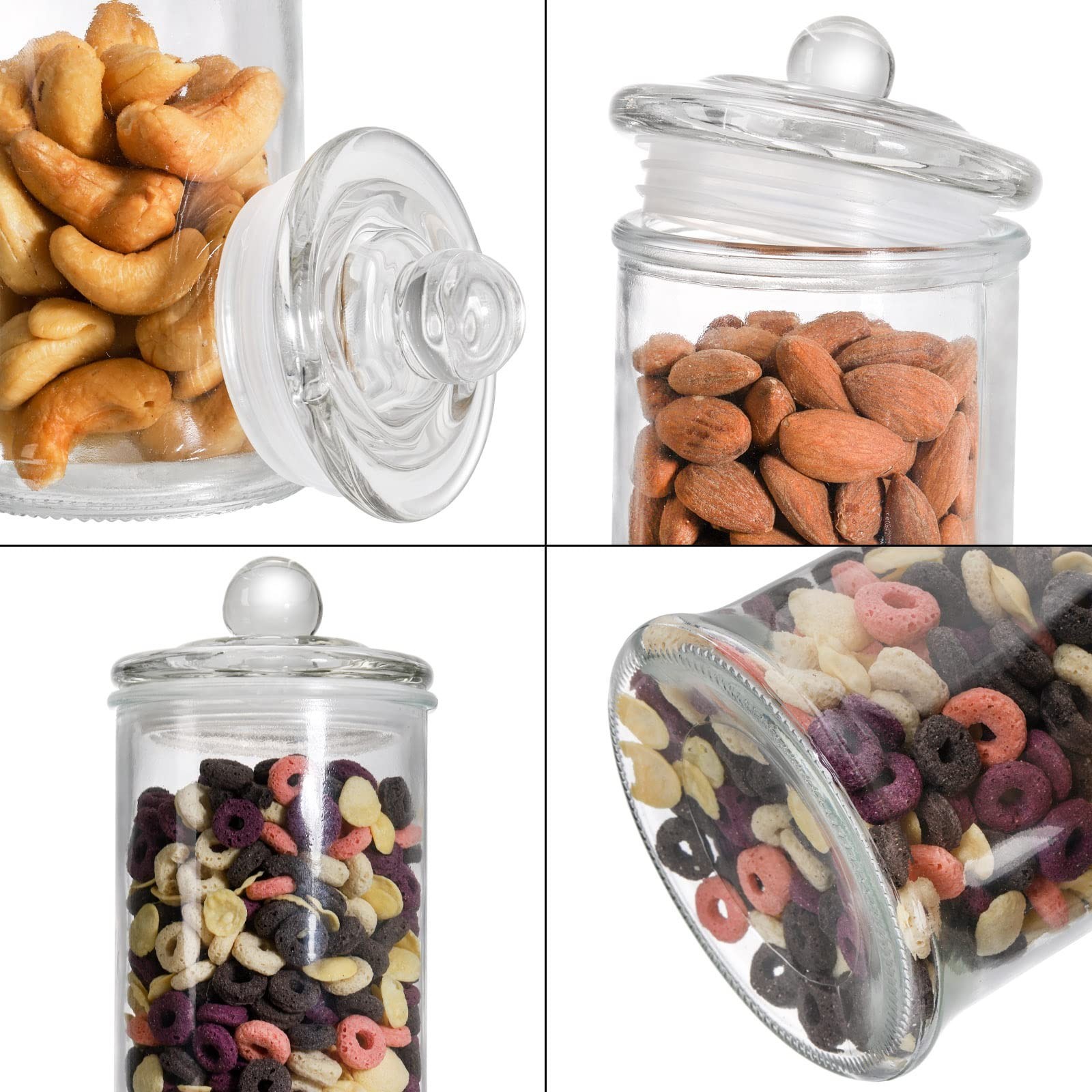 Set of 3 Glass Apothecary Jars with Lids, Bathroom Canisters Storage Containe…