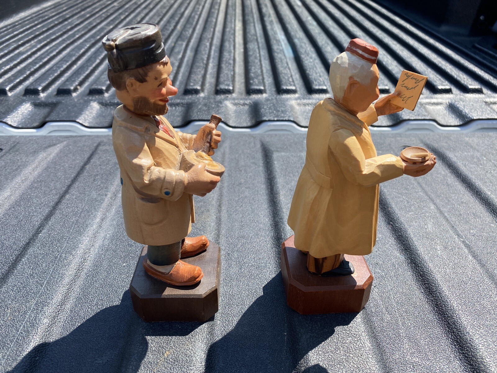 RARE Vintage Anri Italy Hand Carved Wood Pharmacist Figurines w Labels