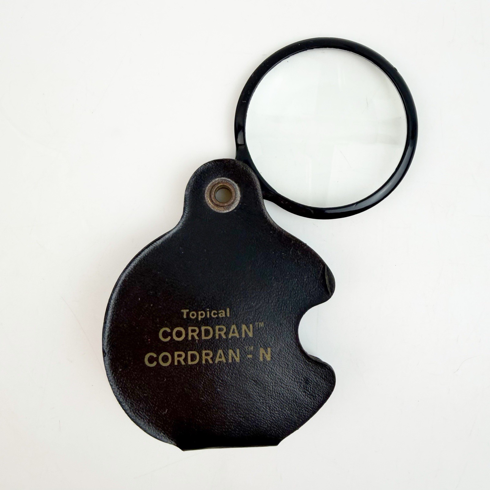Libby Pocket Magnifier Pharmaceutical Drug Rep Haldrone Cordrane Promo Ad Black