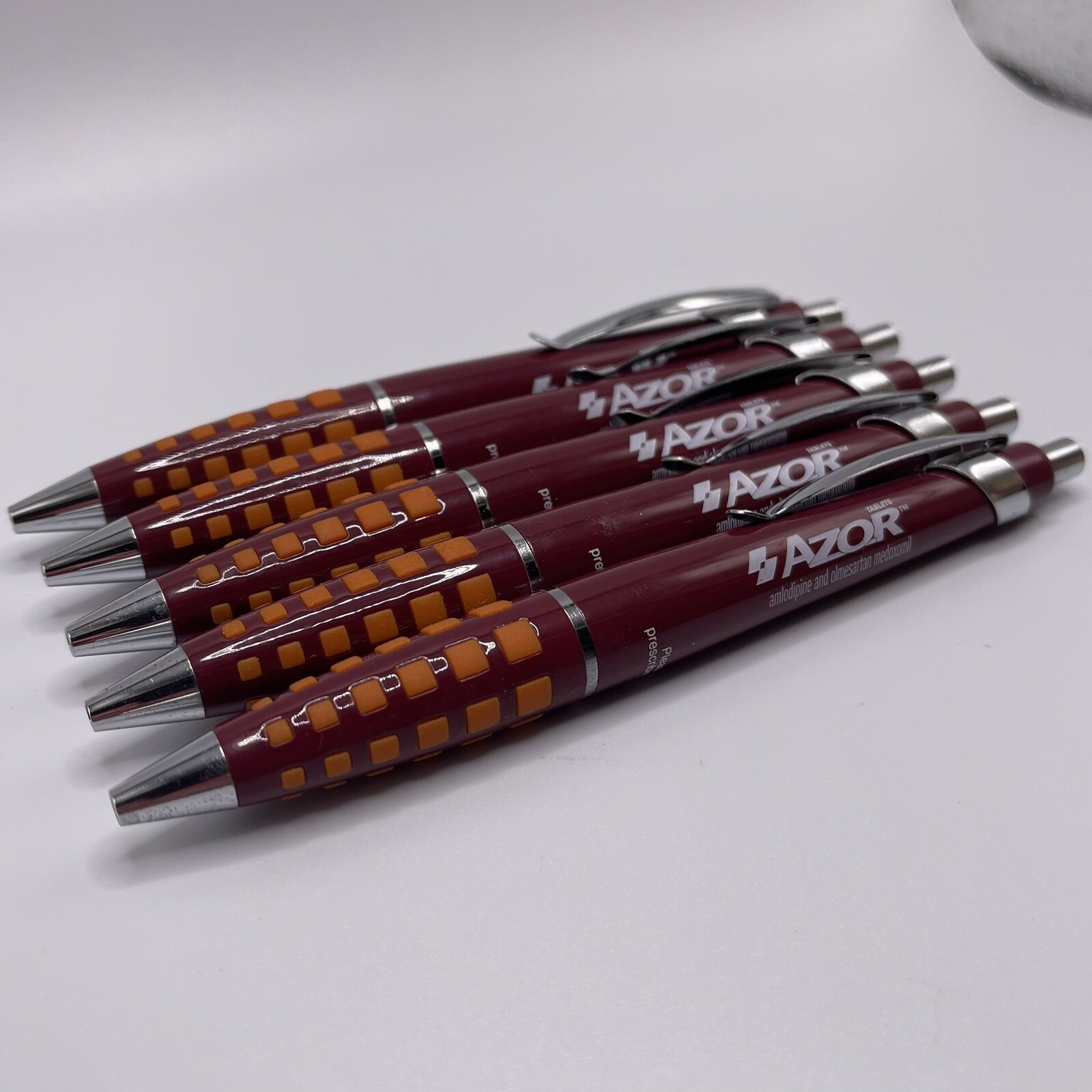 AZOR Drug Rep Doctors Pharmaceutical Promo Advertising Heavy Metal Pen Lot Of 5